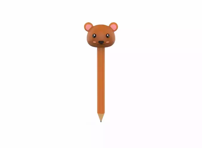 Pencil bear school supplies v001 Low-poly 3D model