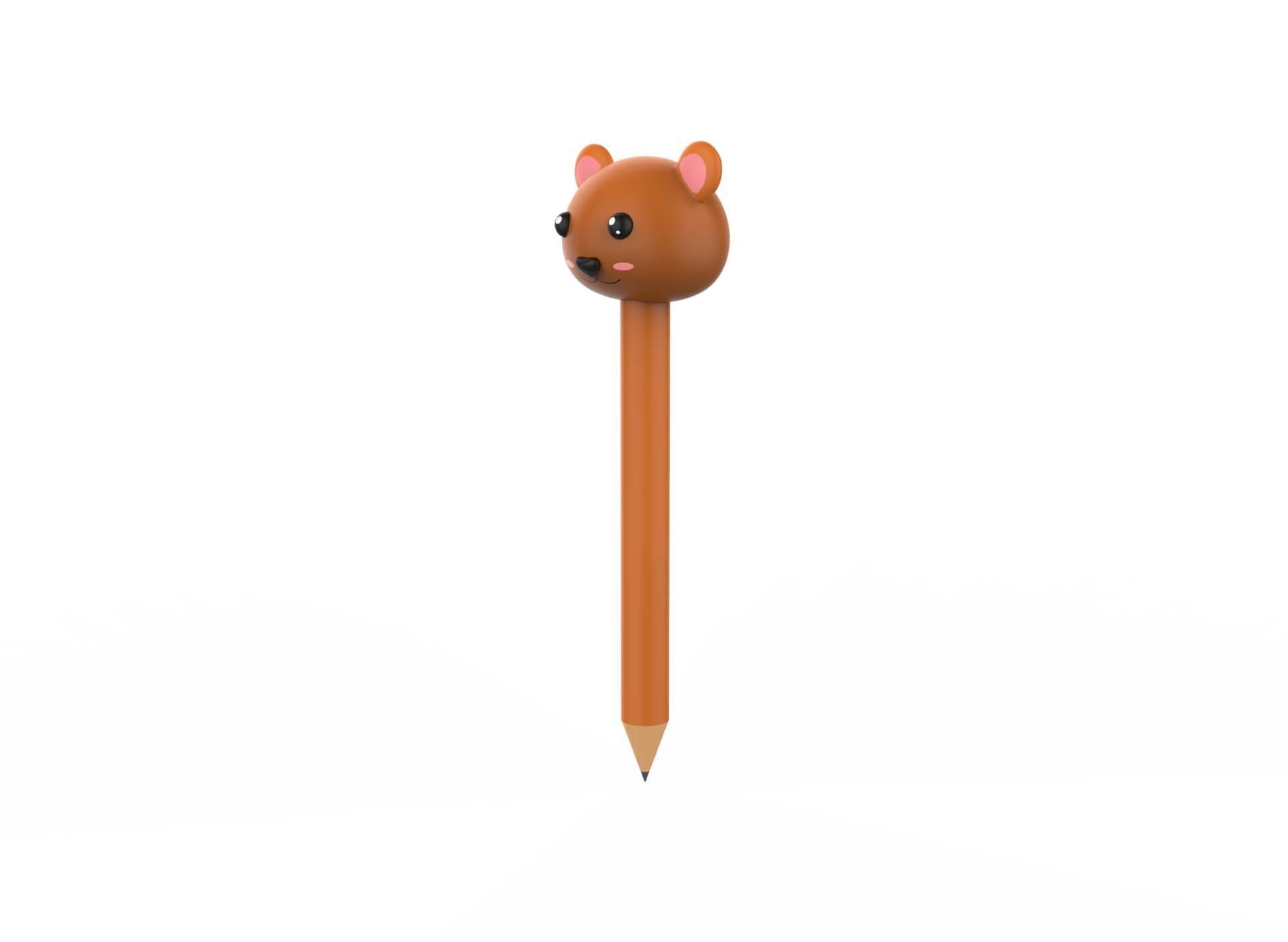 Pencil bear school supplies v001 Low-poly 3D model_1