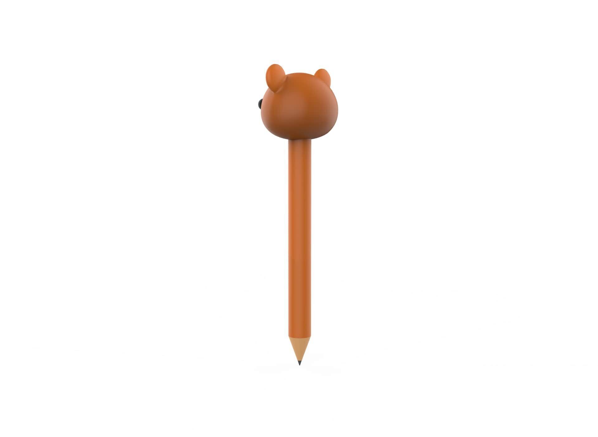 Pencil bear school supplies v001 Low-poly 3D model_3