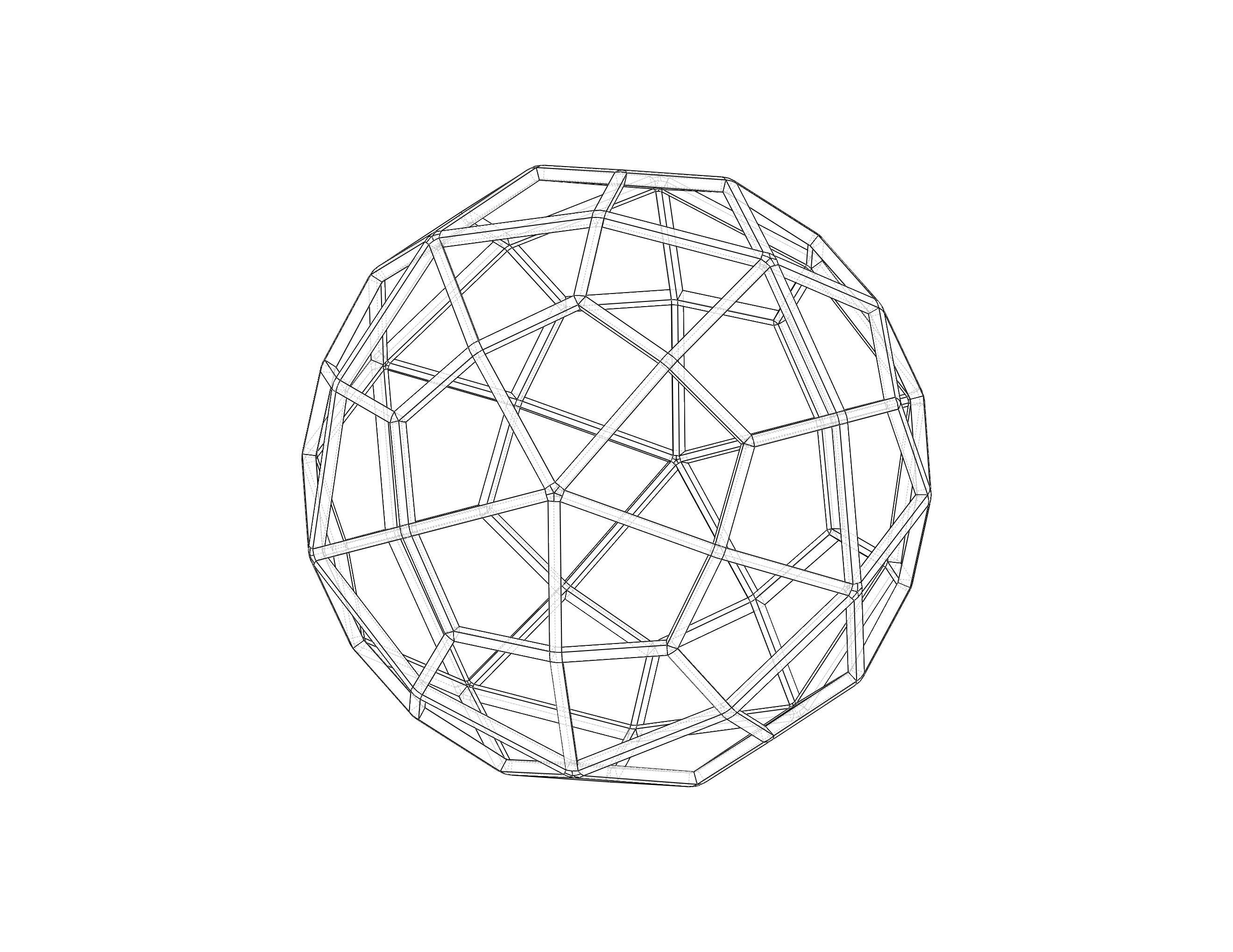 Wireframe Shape Deltoidal Hexecontahedron 3D print model_35
