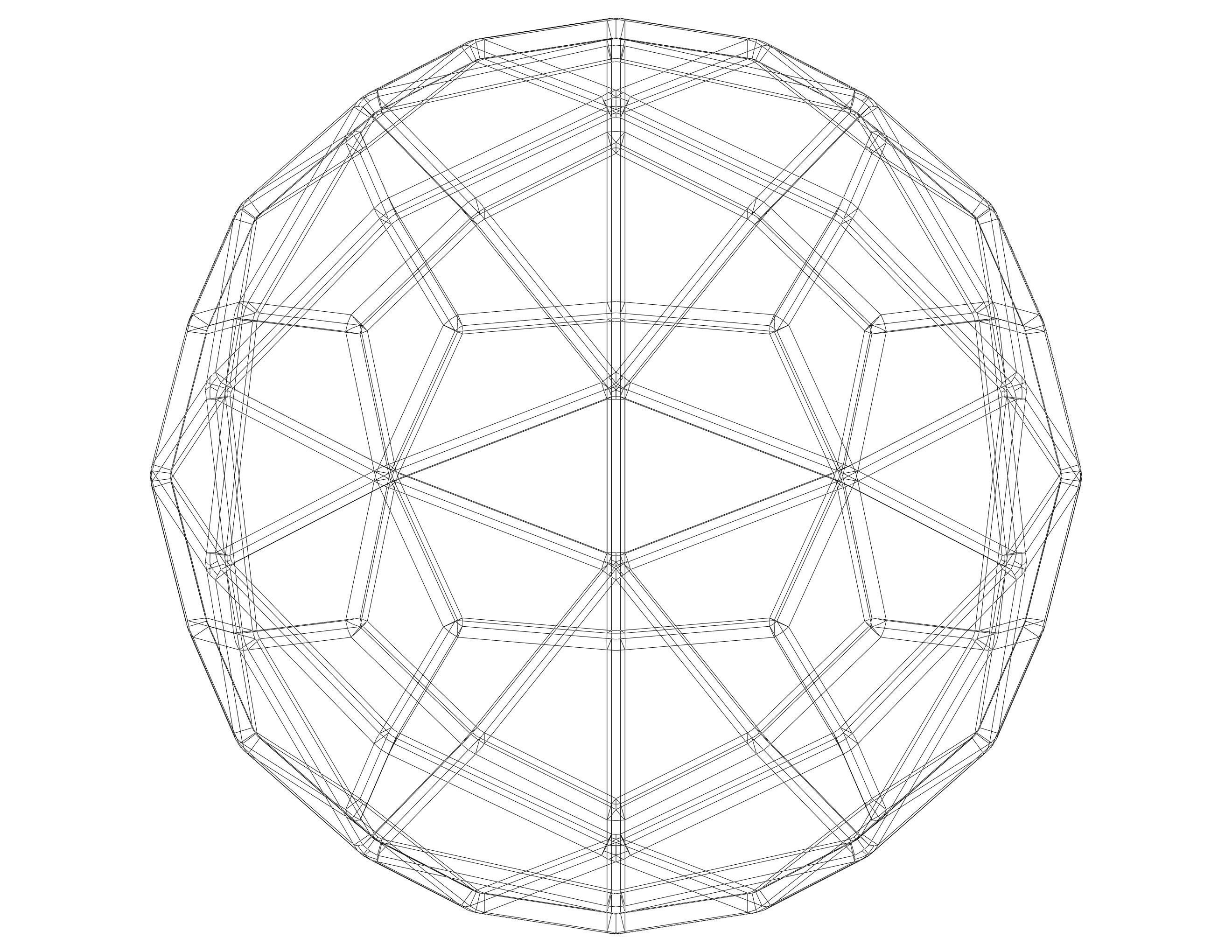 Wireframe Shape Deltoidal Hexecontahedron 3D print model_16