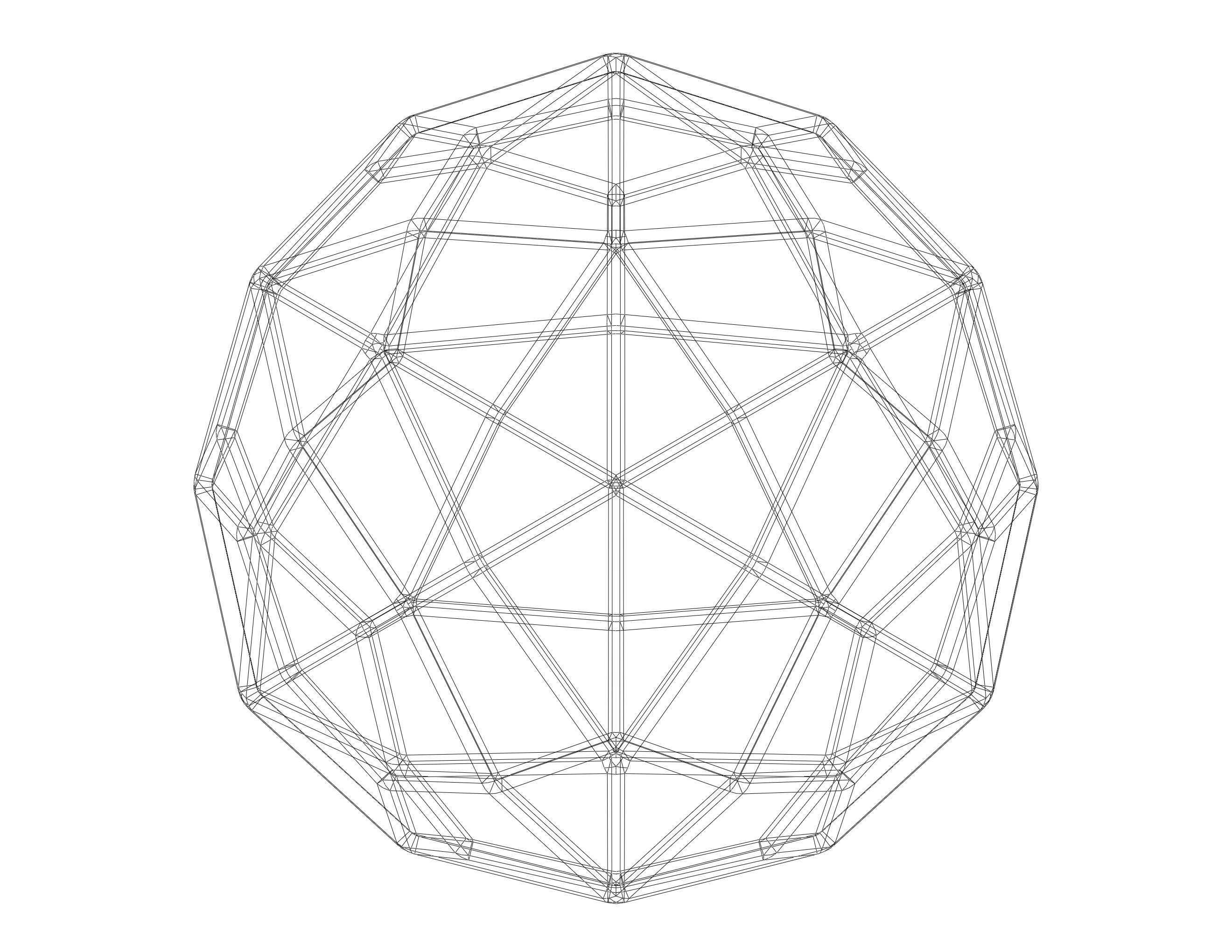 Wireframe Shape Deltoidal Hexecontahedron 3D print model_24