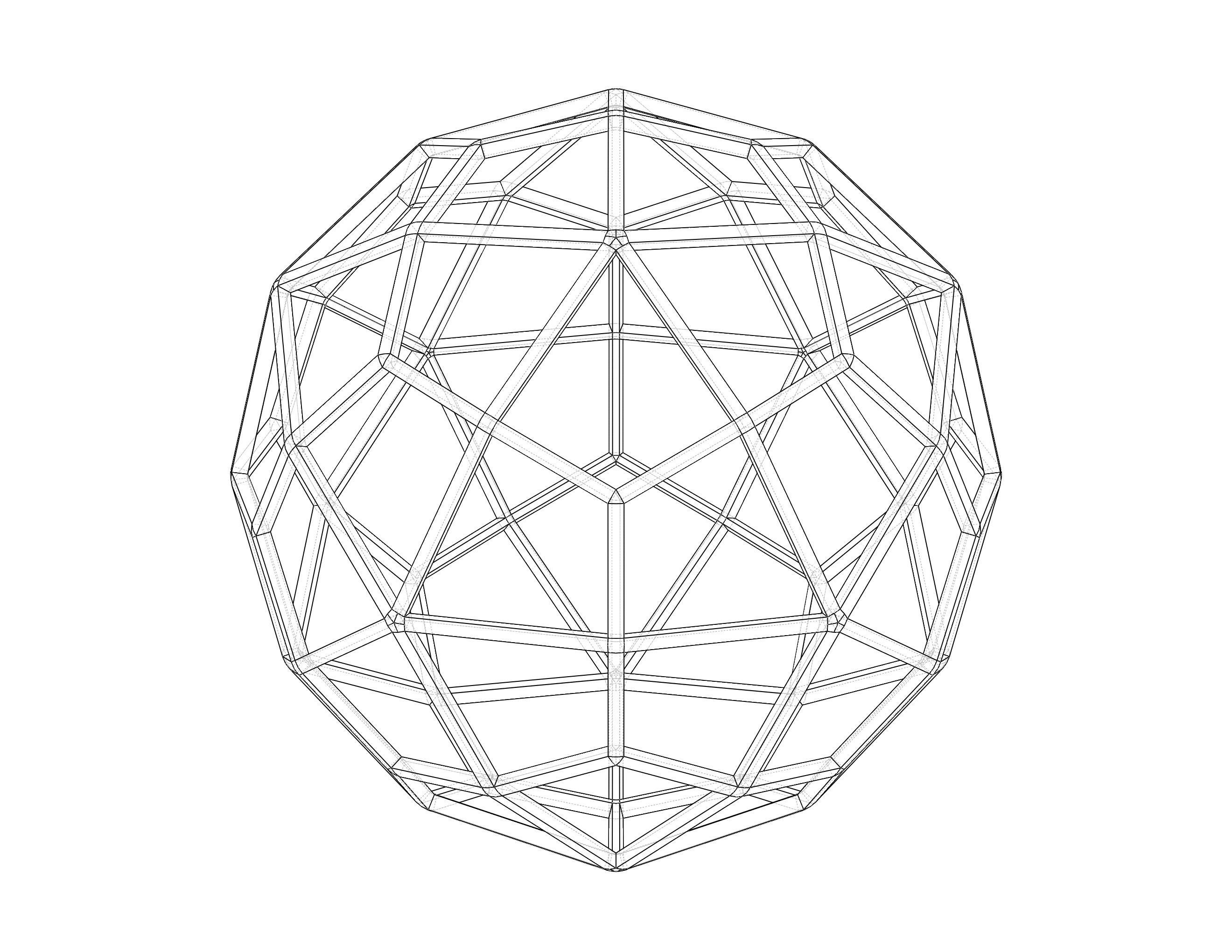 Wireframe Shape Deltoidal Hexecontahedron 3D print model_19