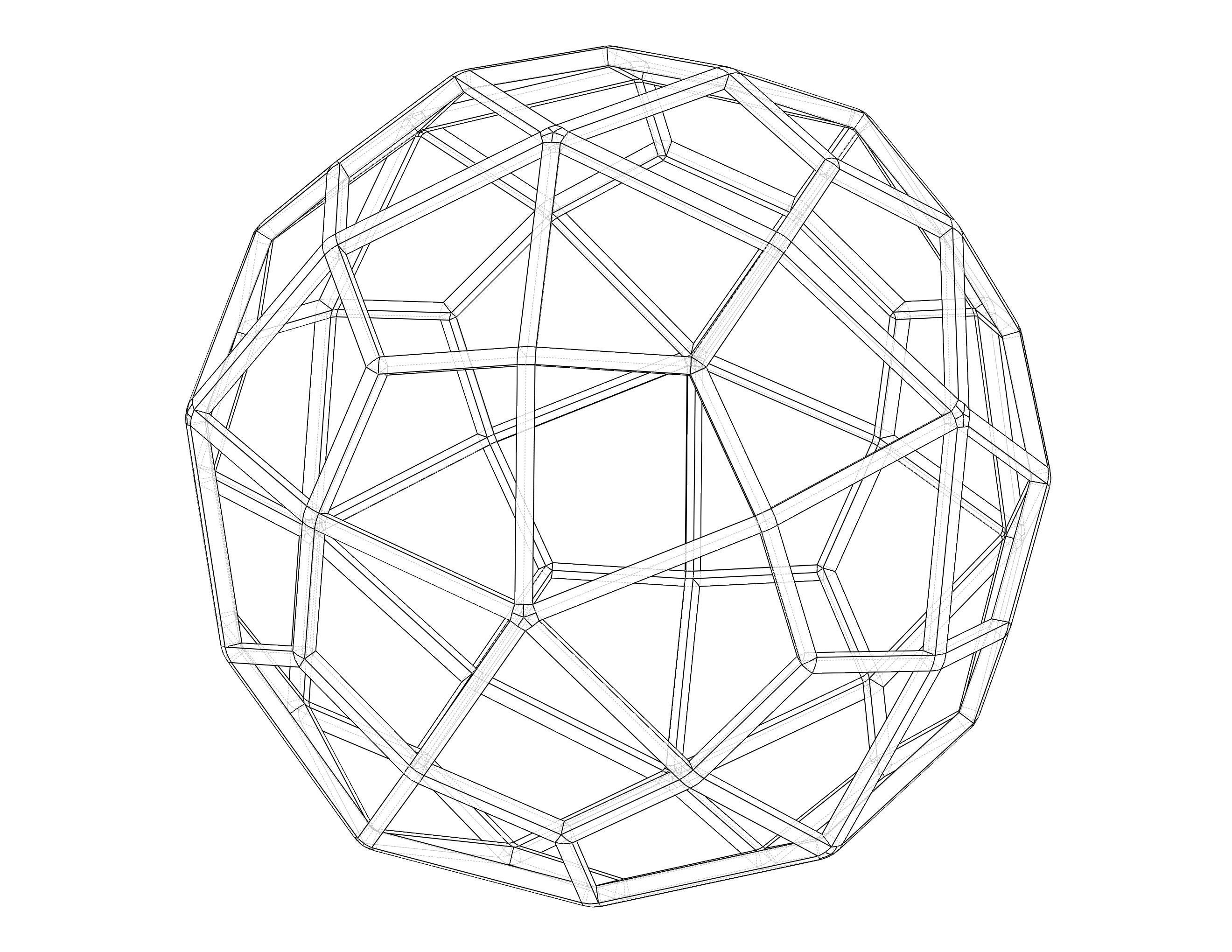 Wireframe Shape Deltoidal Hexecontahedron 3D print model_7