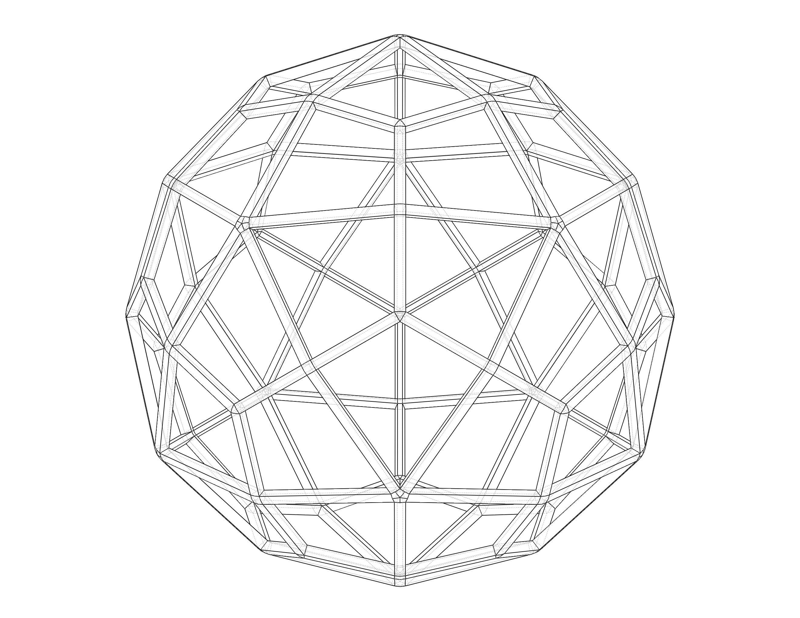 Wireframe Shape Deltoidal Hexecontahedron 3D print model_23