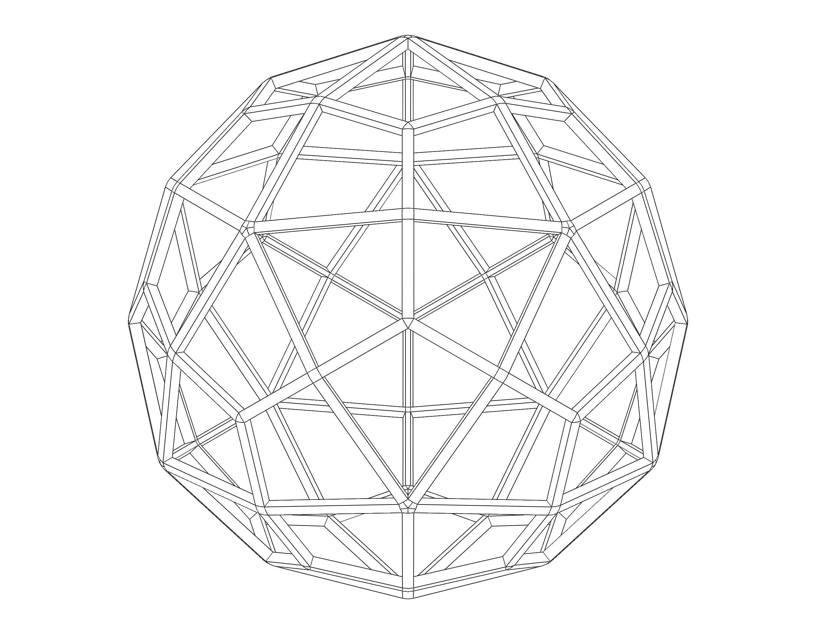 Wireframe Shape Deltoidal Hexecontahedron 3D print model_22