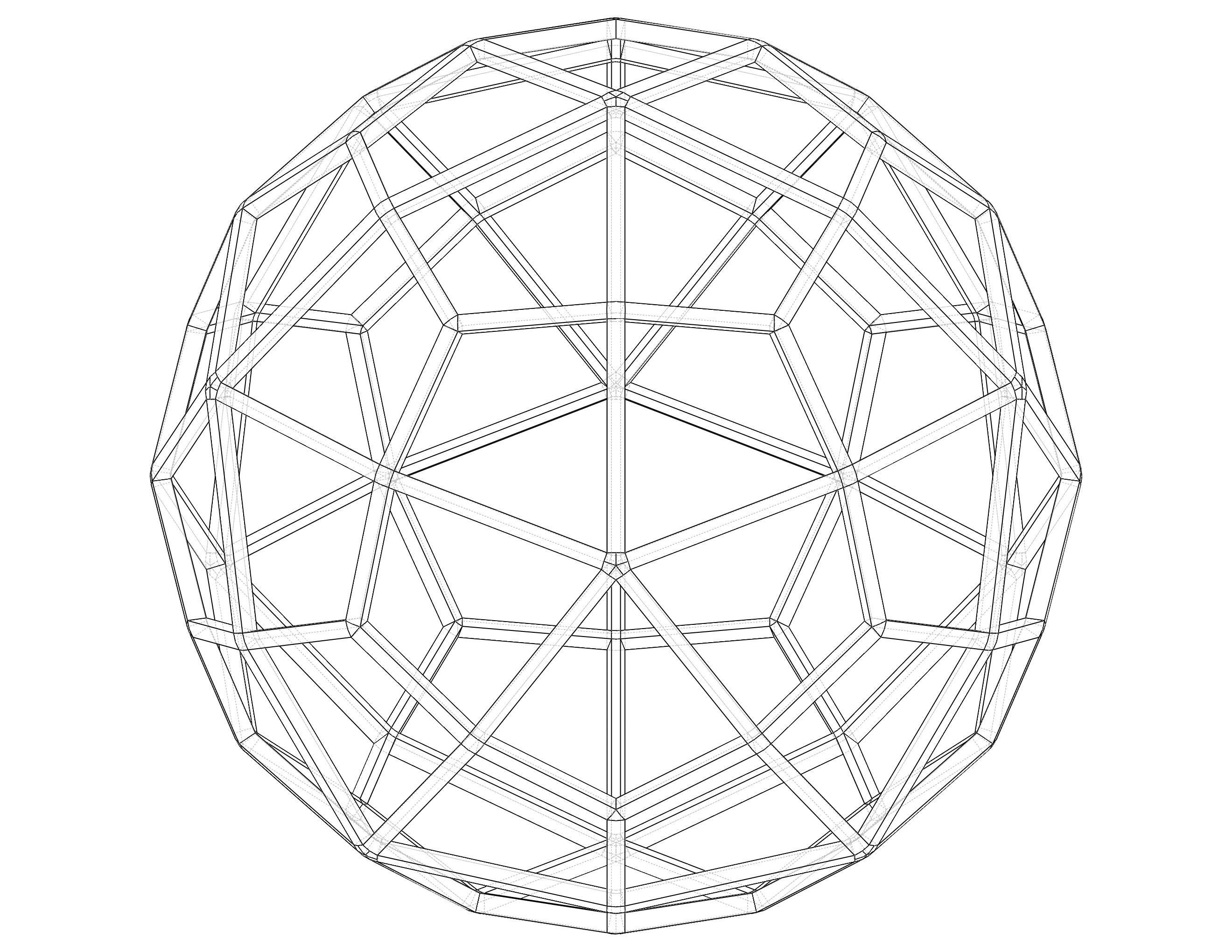 Wireframe Shape Deltoidal Hexecontahedron 3D print model_15