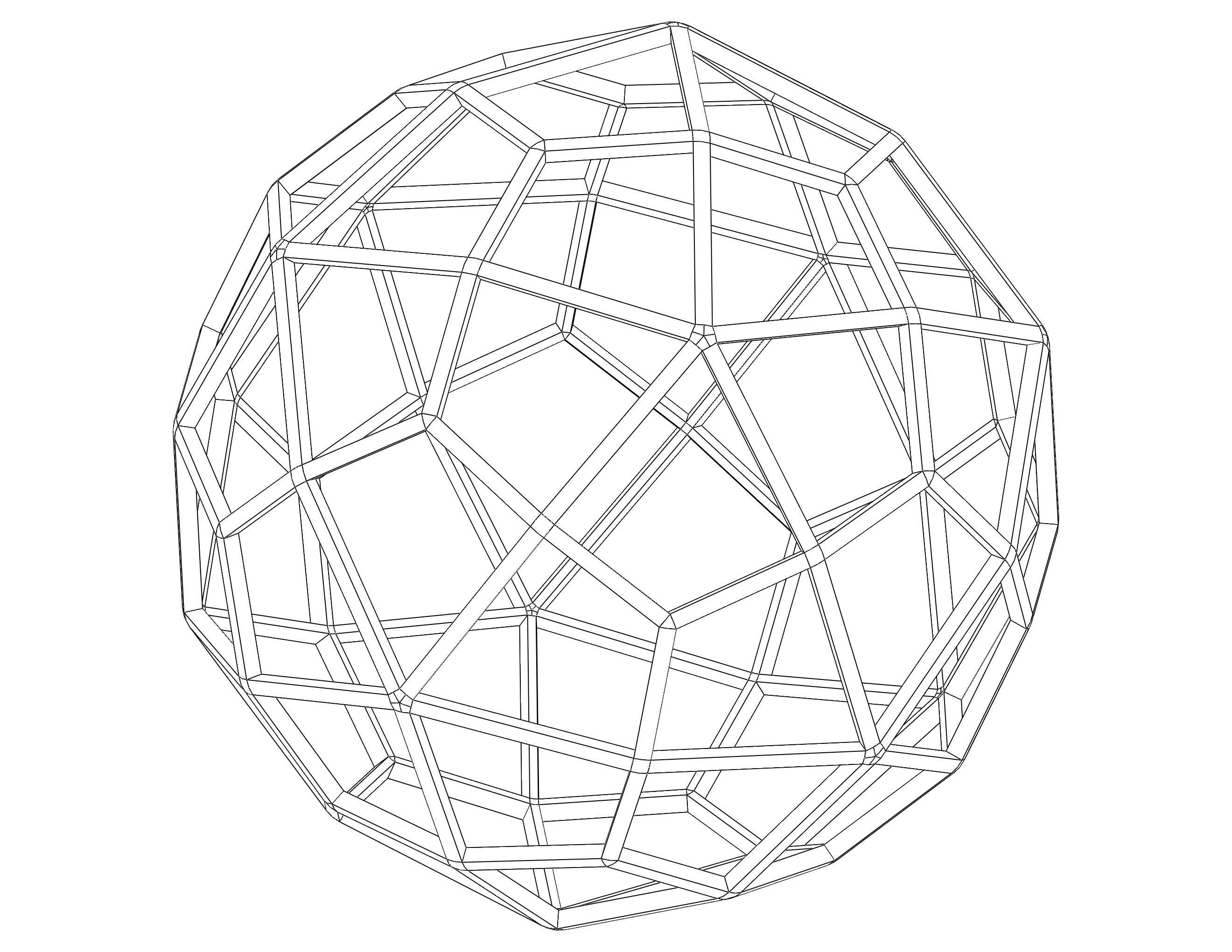Wireframe Shape Deltoidal Hexecontahedron 3D print model_26