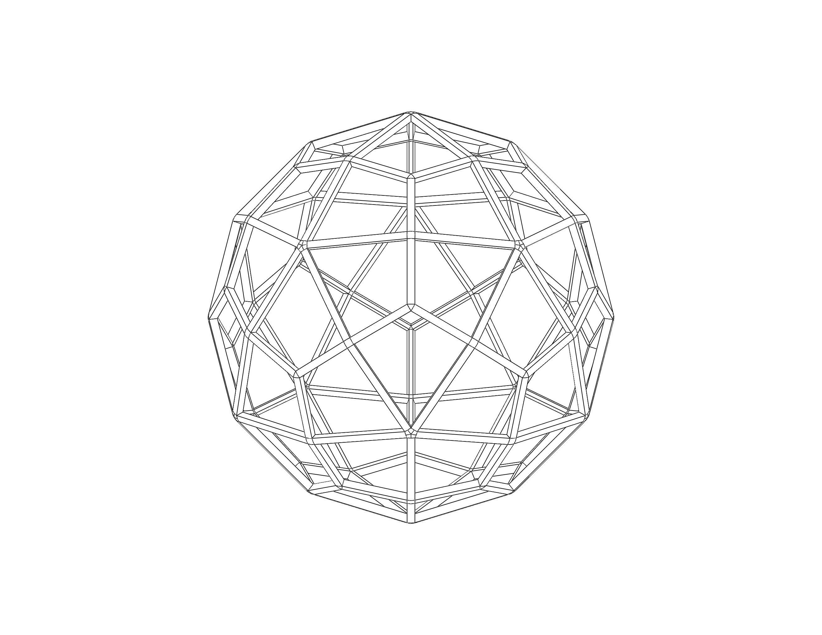 Wireframe Shape Deltoidal Hexecontahedron 3D print model_38