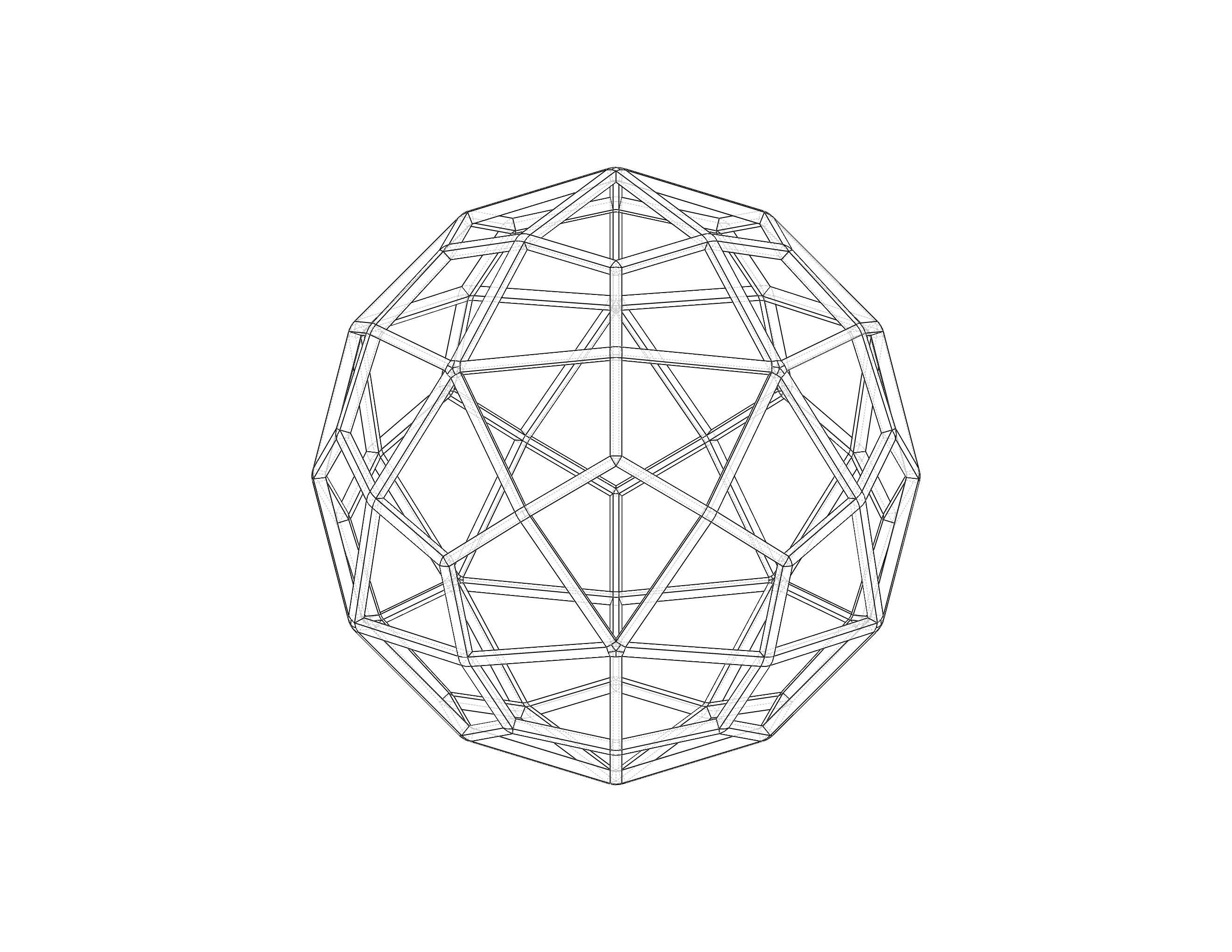 Wireframe Shape Deltoidal Hexecontahedron 3D print model_39
