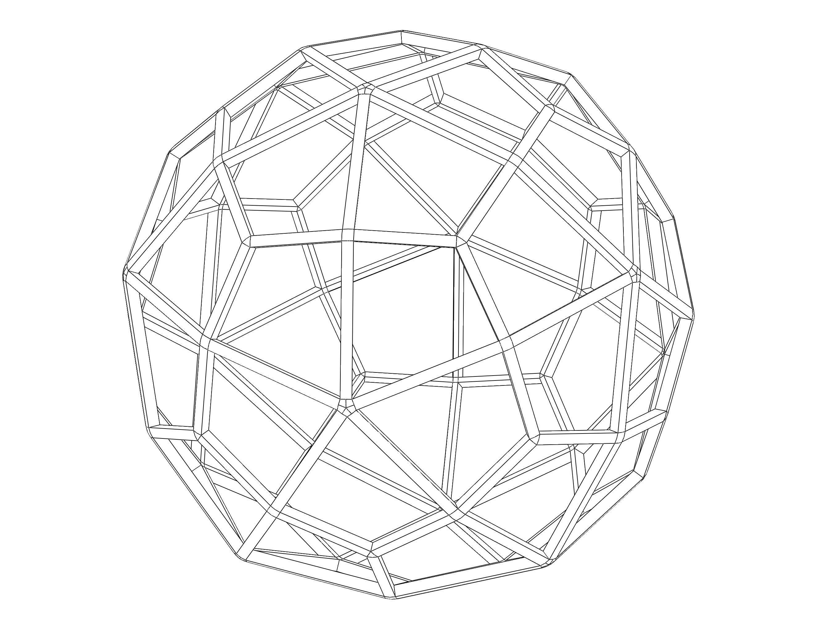 Wireframe Shape Deltoidal Hexecontahedron 3D print model_6