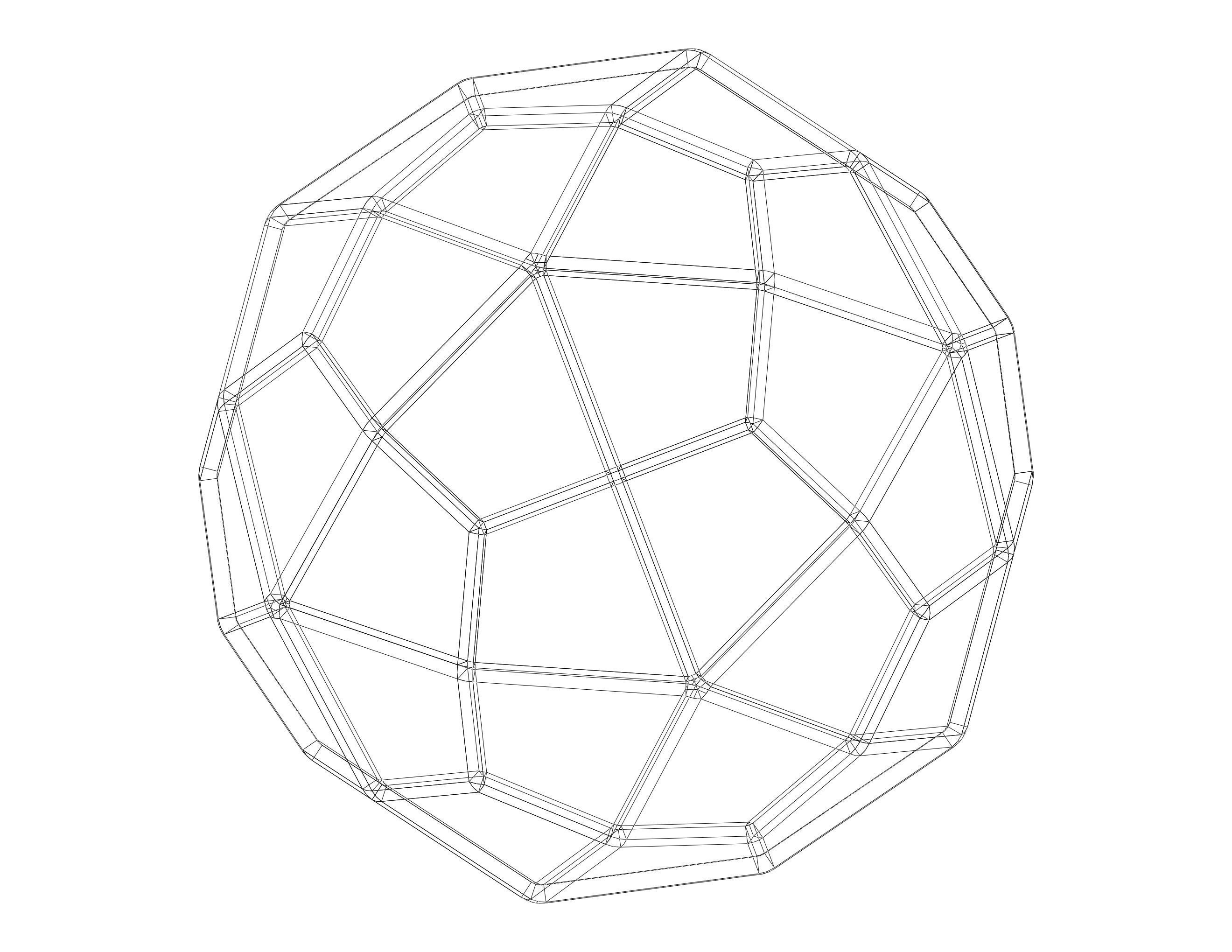 Wireframe Shape Deltoidal Hexecontahedron 3D print model_32