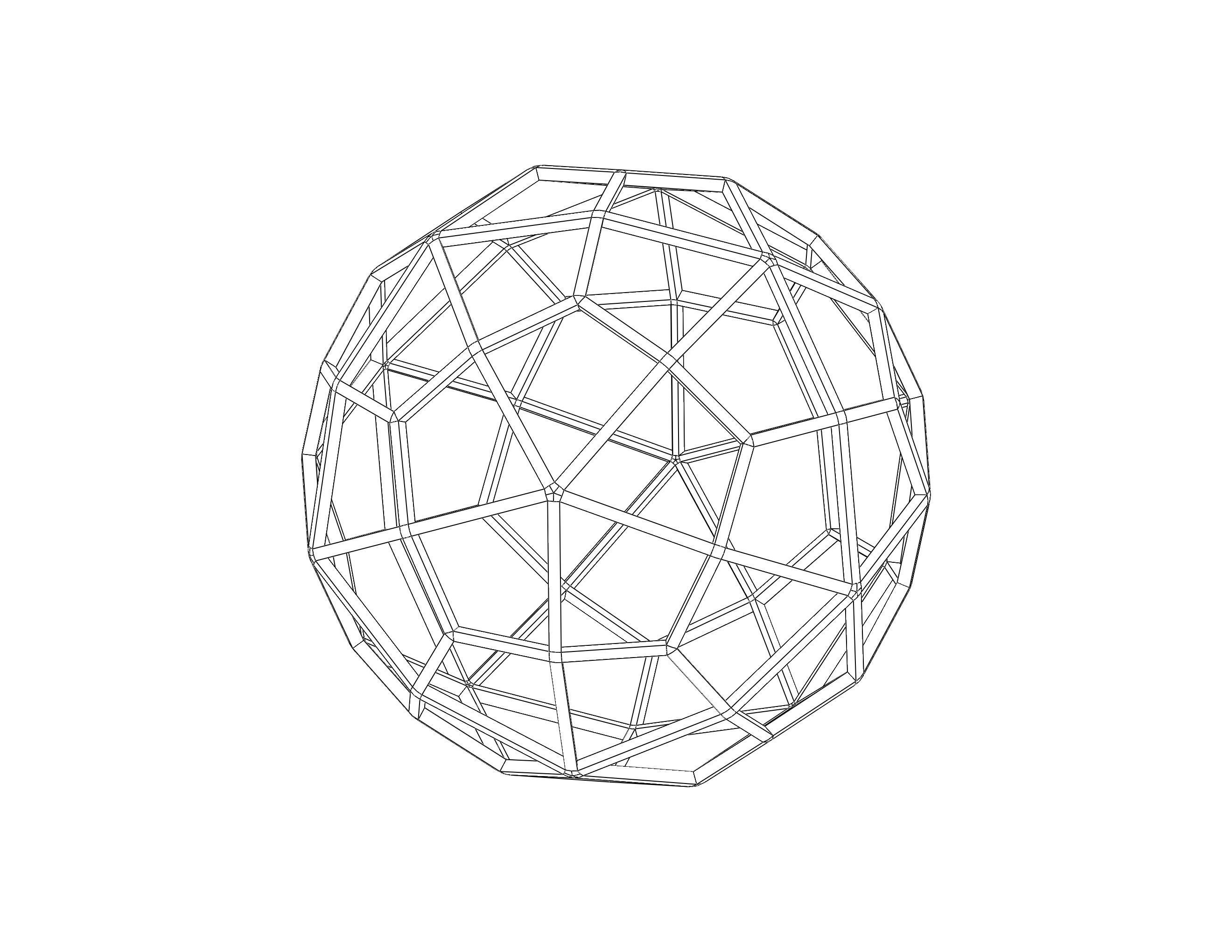 Wireframe Shape Deltoidal Hexecontahedron 3D print model_34