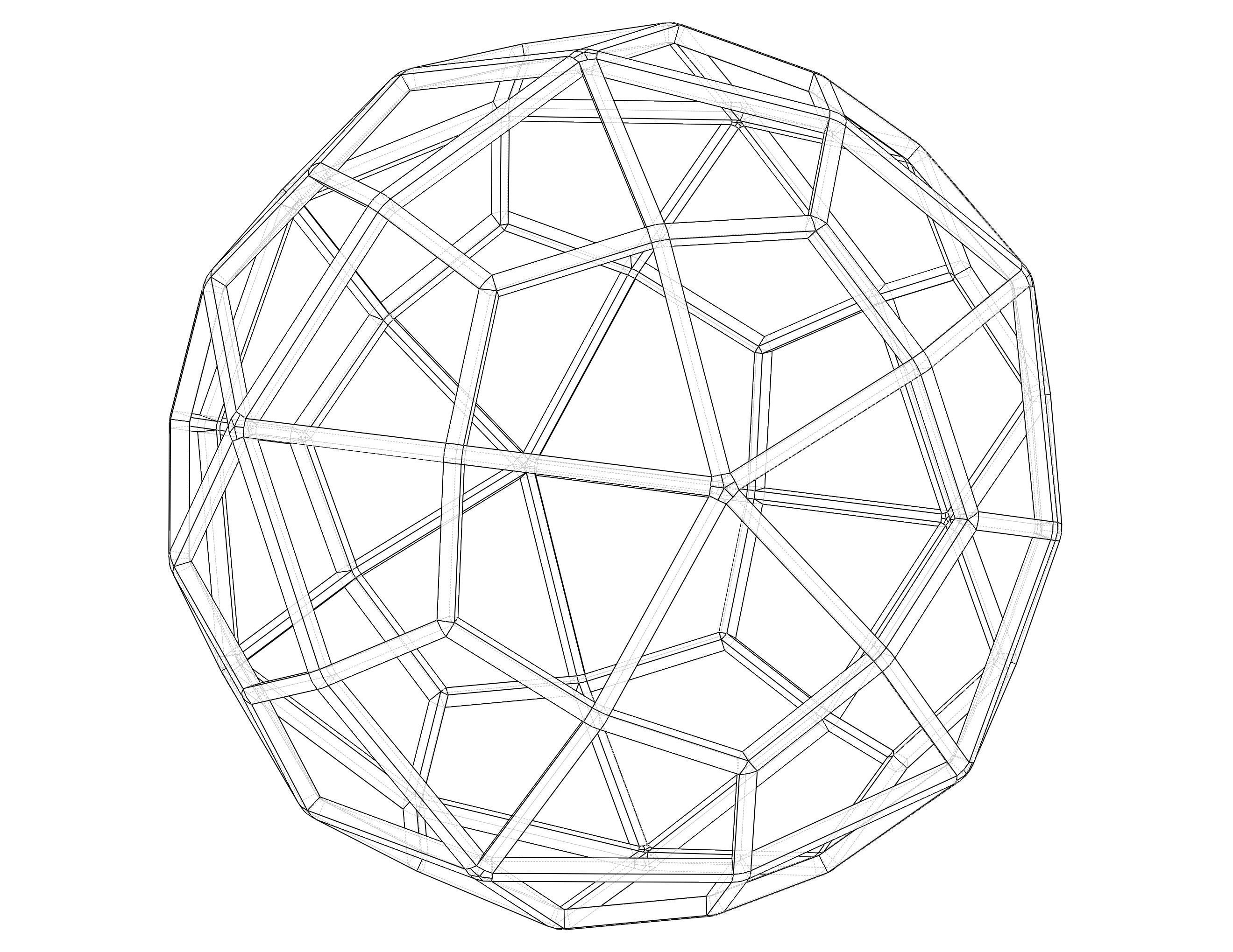 Wireframe Shape Deltoidal Hexecontahedron 3D print model_3