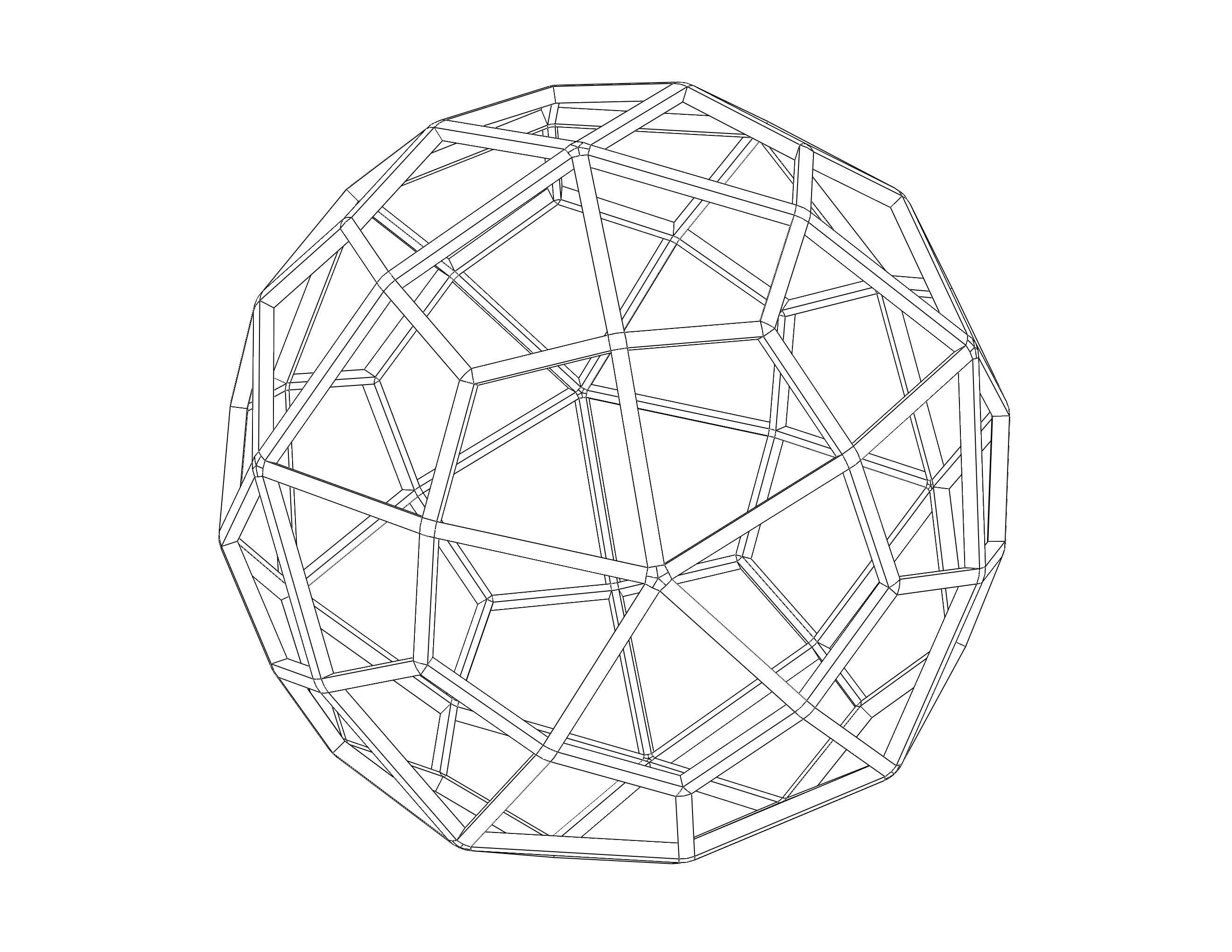 Wireframe Shape Deltoidal Hexecontahedron 3D print model_10