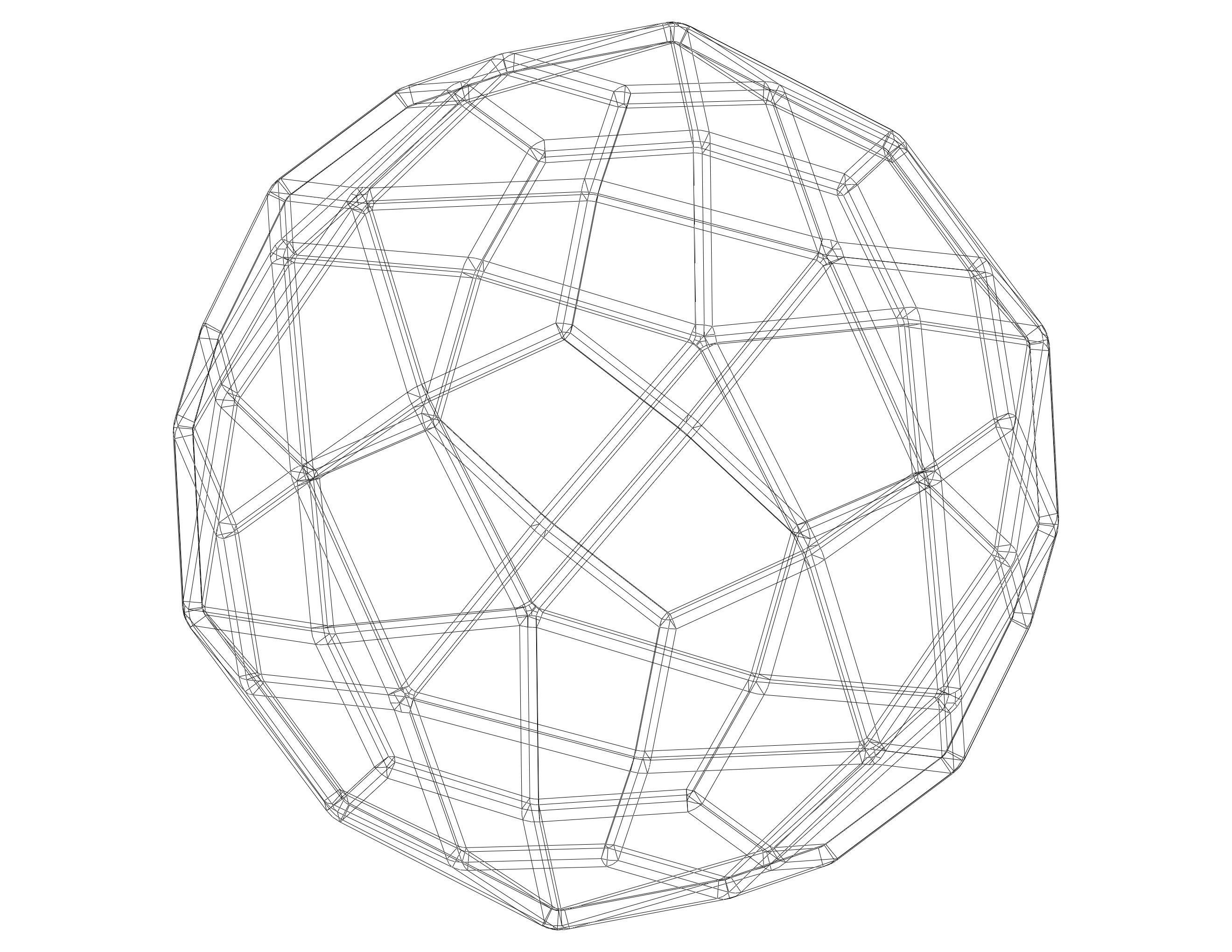 Wireframe Shape Deltoidal Hexecontahedron 3D print model_28