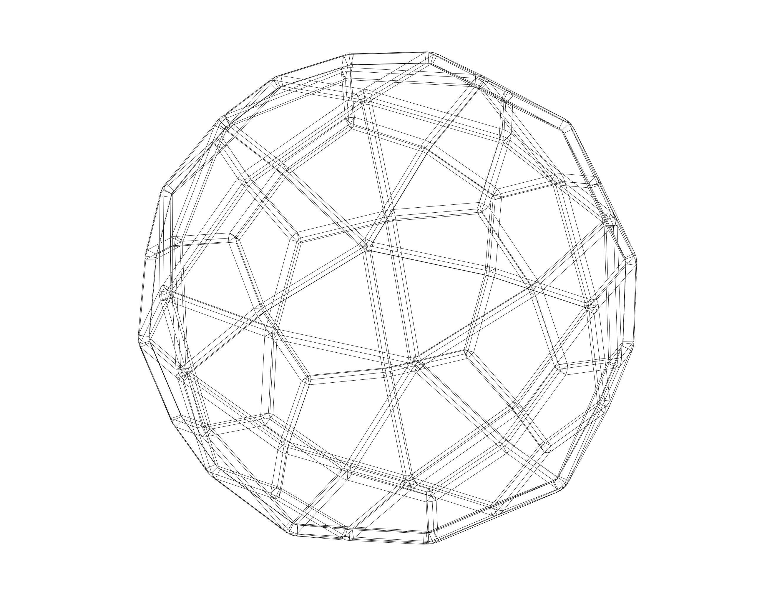 Wireframe Shape Deltoidal Hexecontahedron 3D print model_12