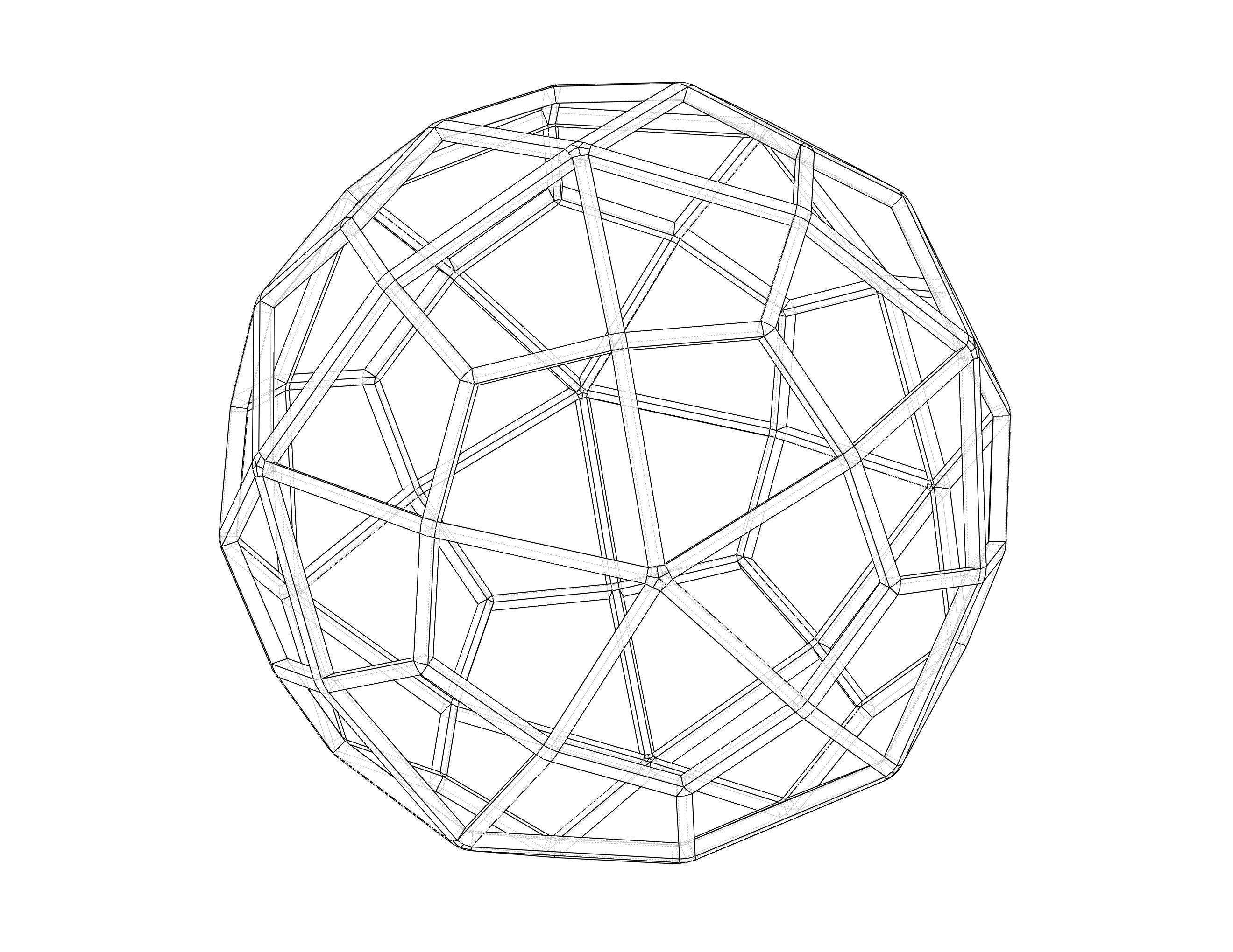 Wireframe Shape Deltoidal Hexecontahedron 3D print model_11