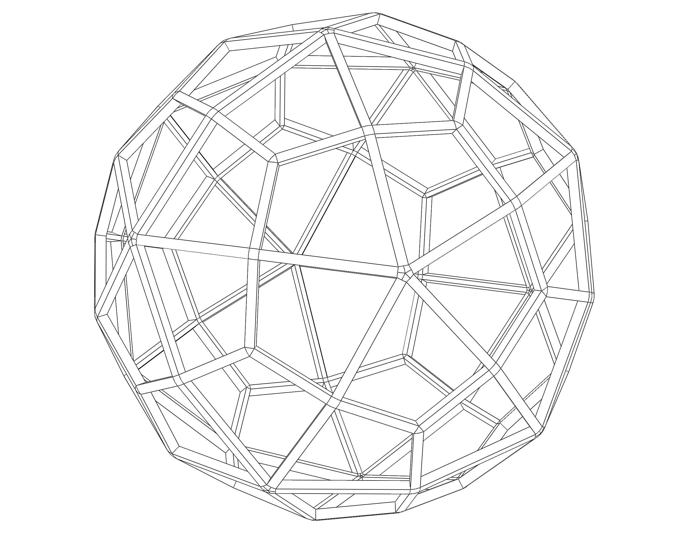 Wireframe Shape Deltoidal Hexecontahedron 3D print model_2