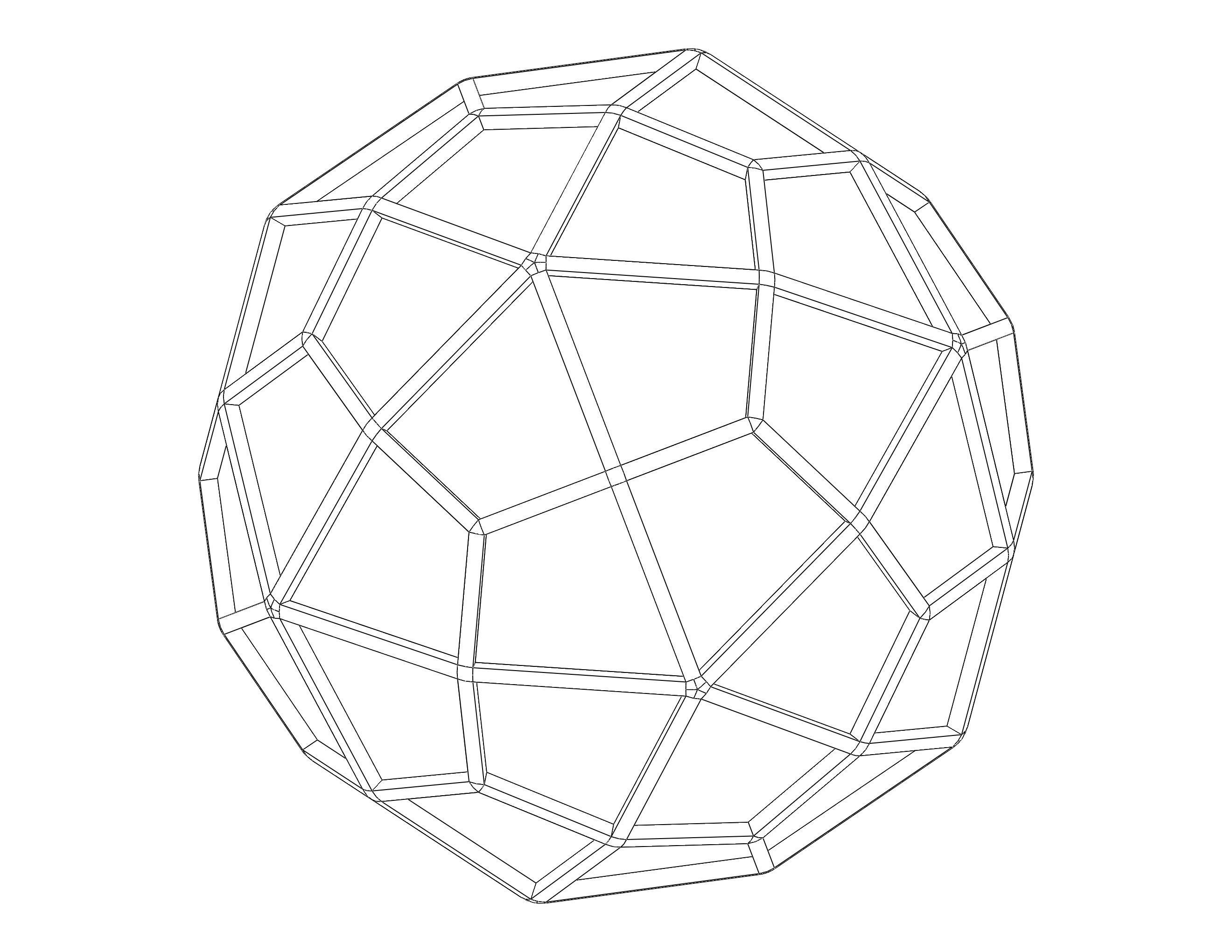 Wireframe Shape Deltoidal Hexecontahedron 3D print model_30