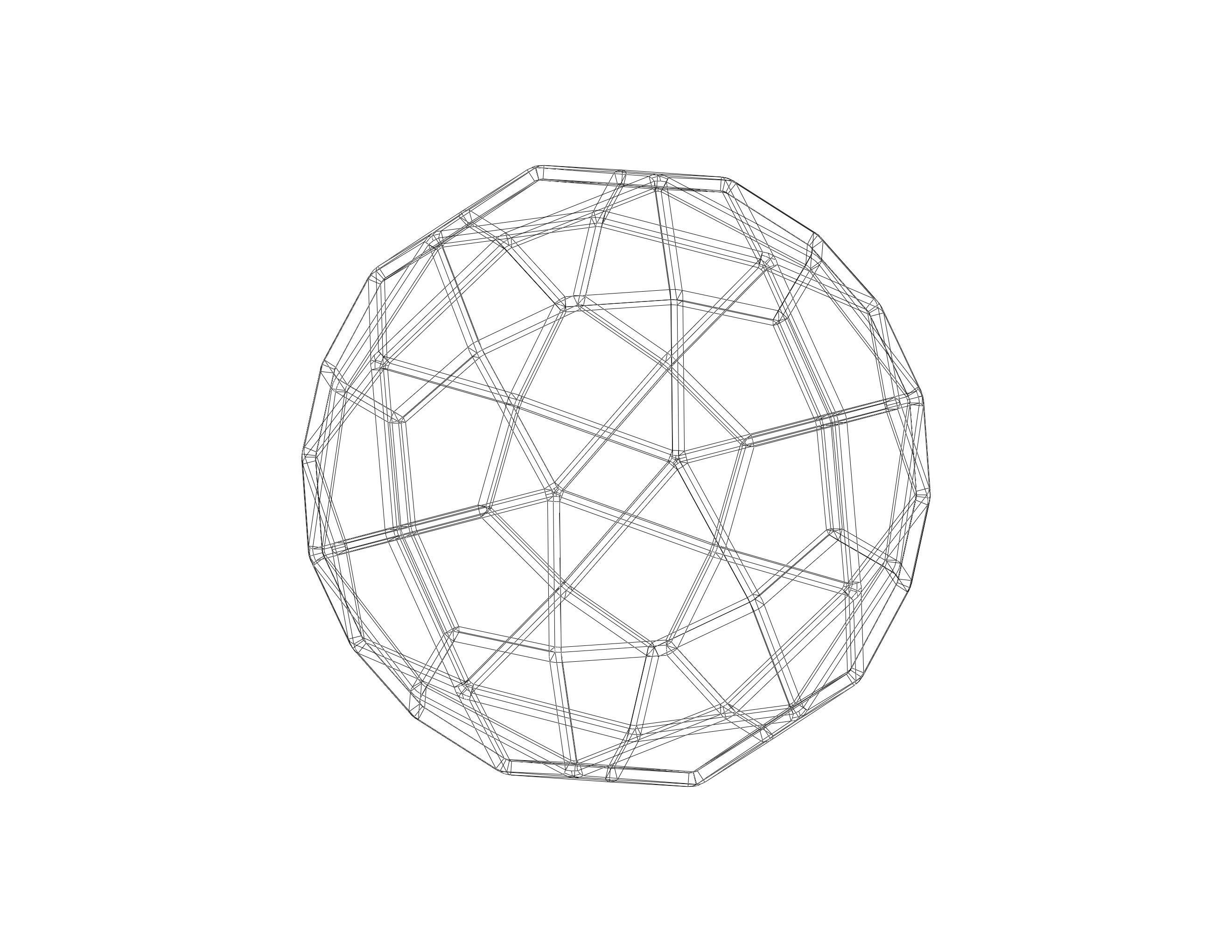 Wireframe Shape Deltoidal Hexecontahedron 3D print model_36
