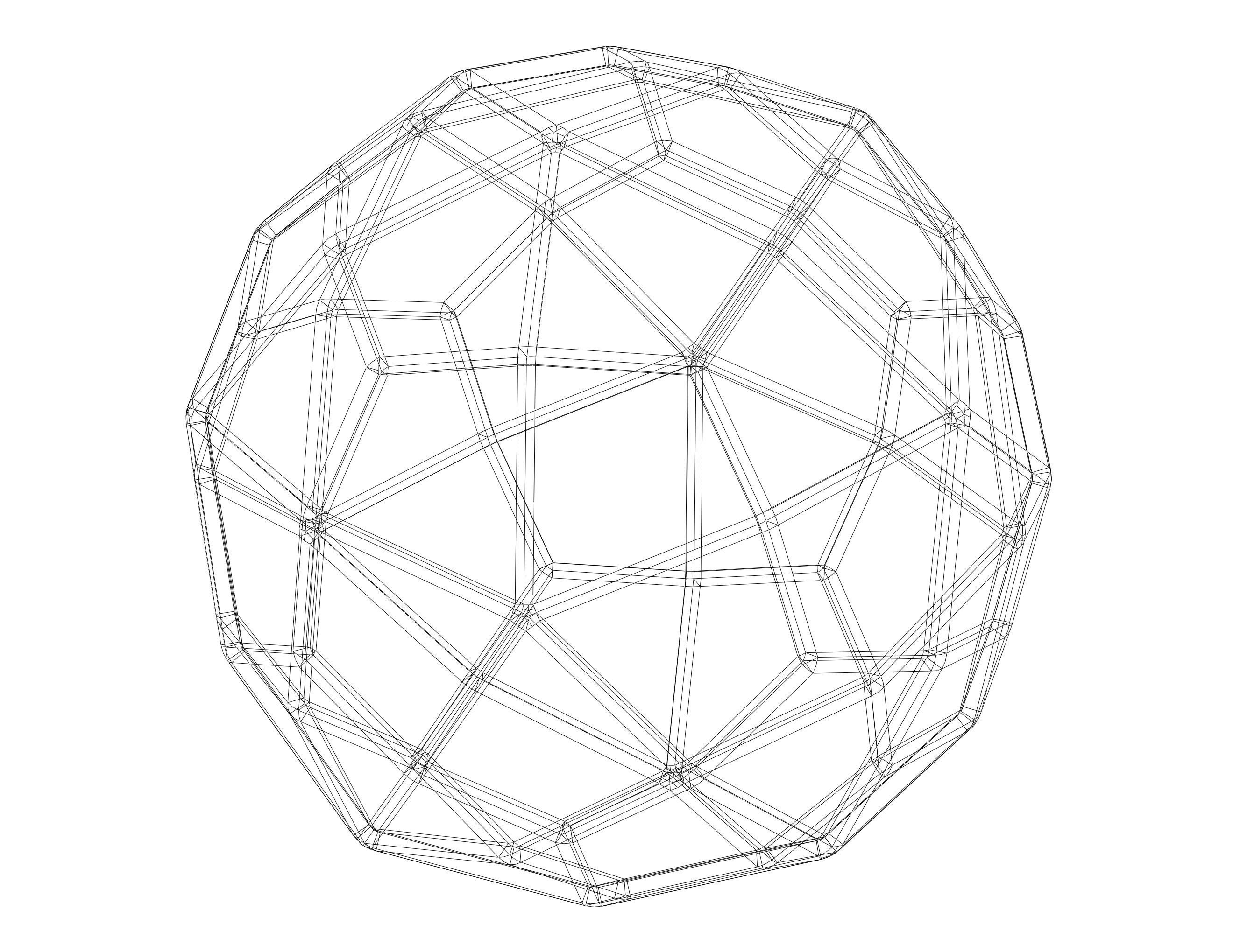 Wireframe Shape Deltoidal Hexecontahedron 3D print model_8