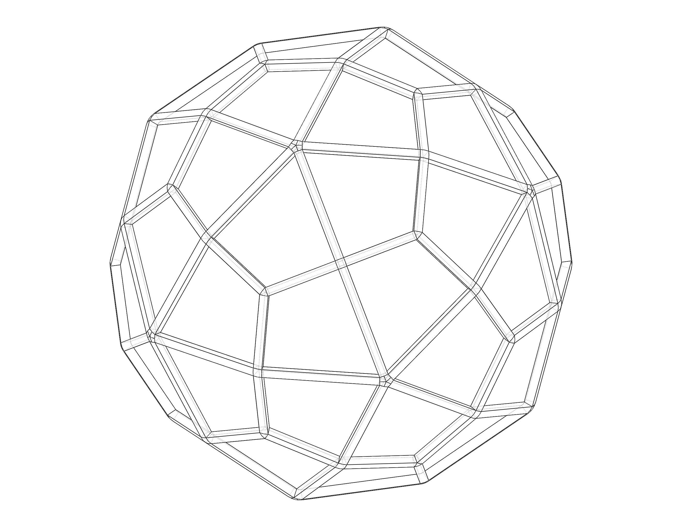 Wireframe Shape Deltoidal Hexecontahedron 3D print model_31