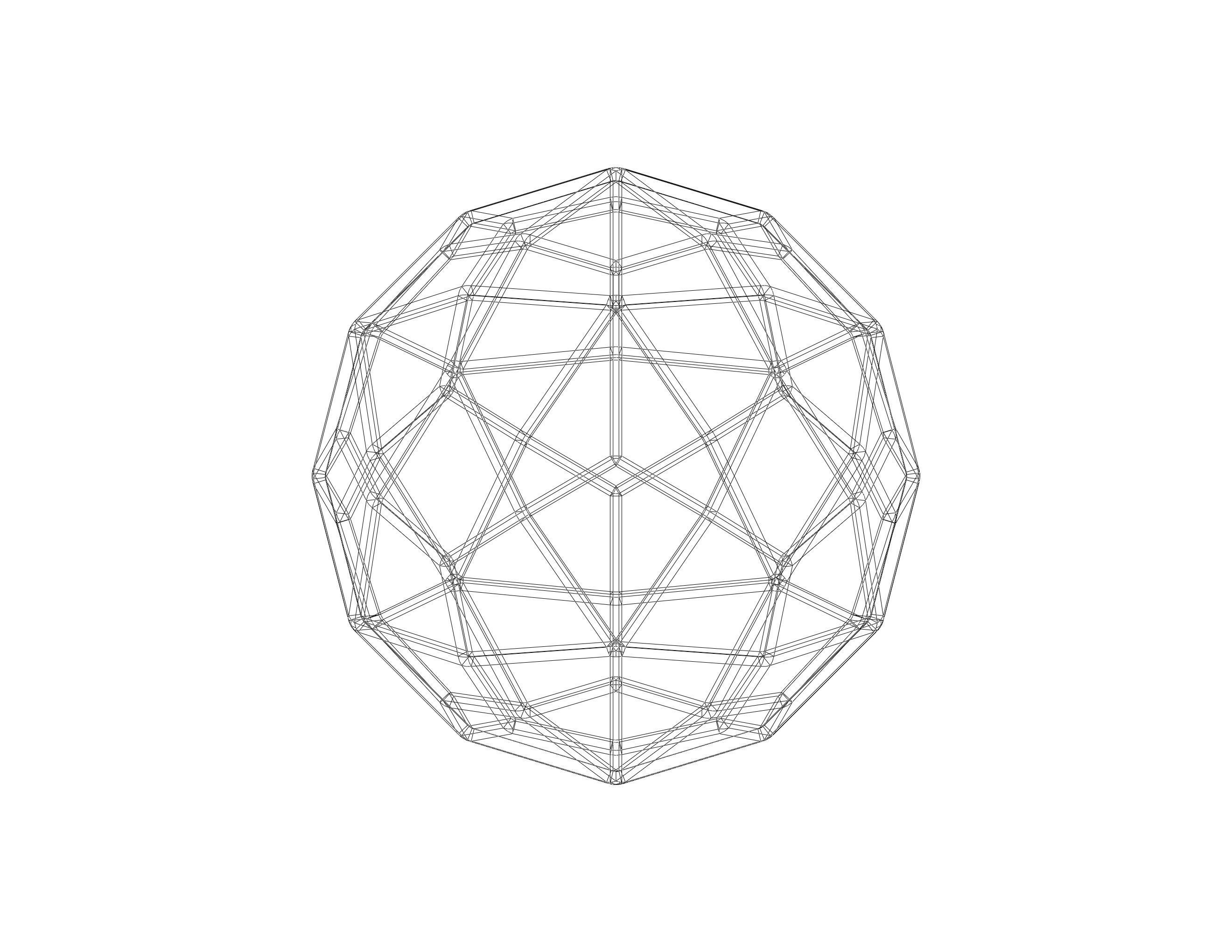 Wireframe Shape Deltoidal Hexecontahedron 3D print model_40