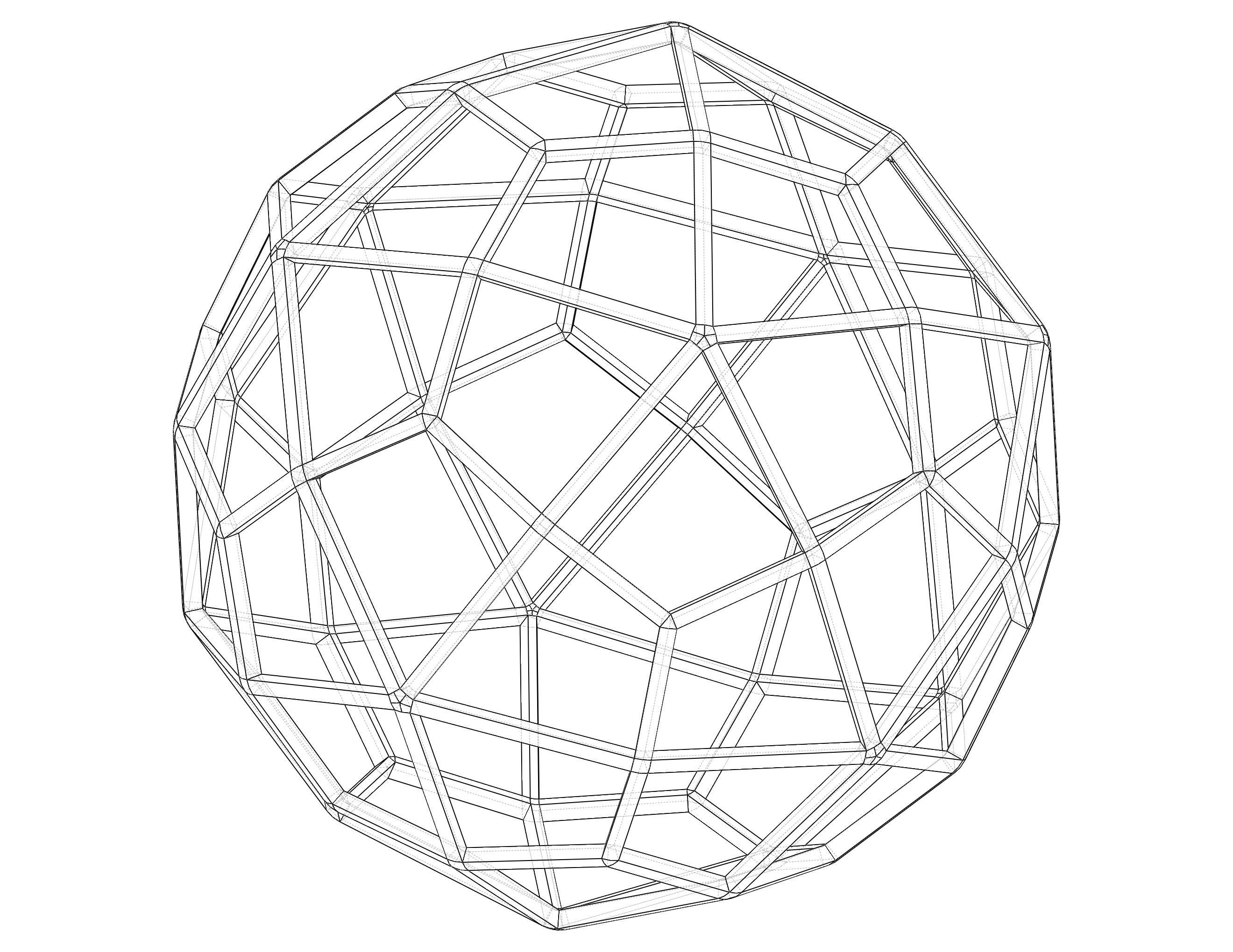 Wireframe Shape Deltoidal Hexecontahedron 3D print model_27