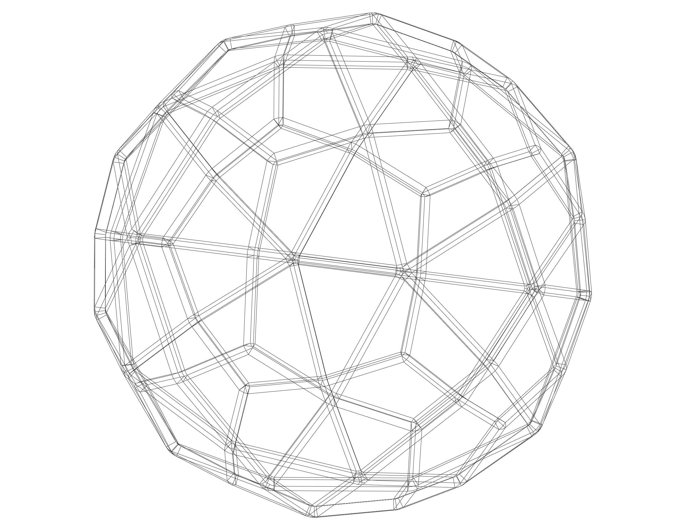 Wireframe Shape Deltoidal Hexecontahedron 3D print model_4