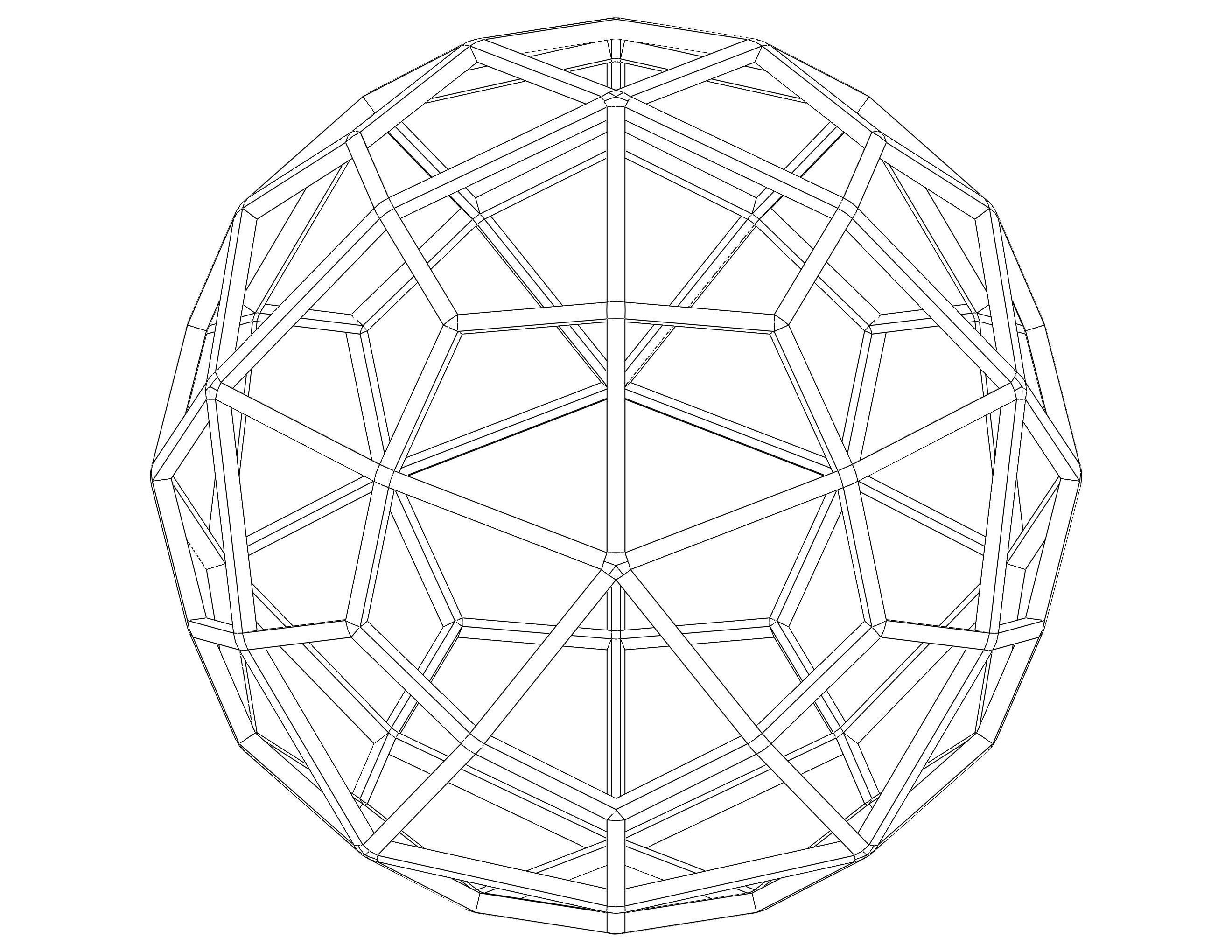 Wireframe Shape Deltoidal Hexecontahedron 3D print model_14