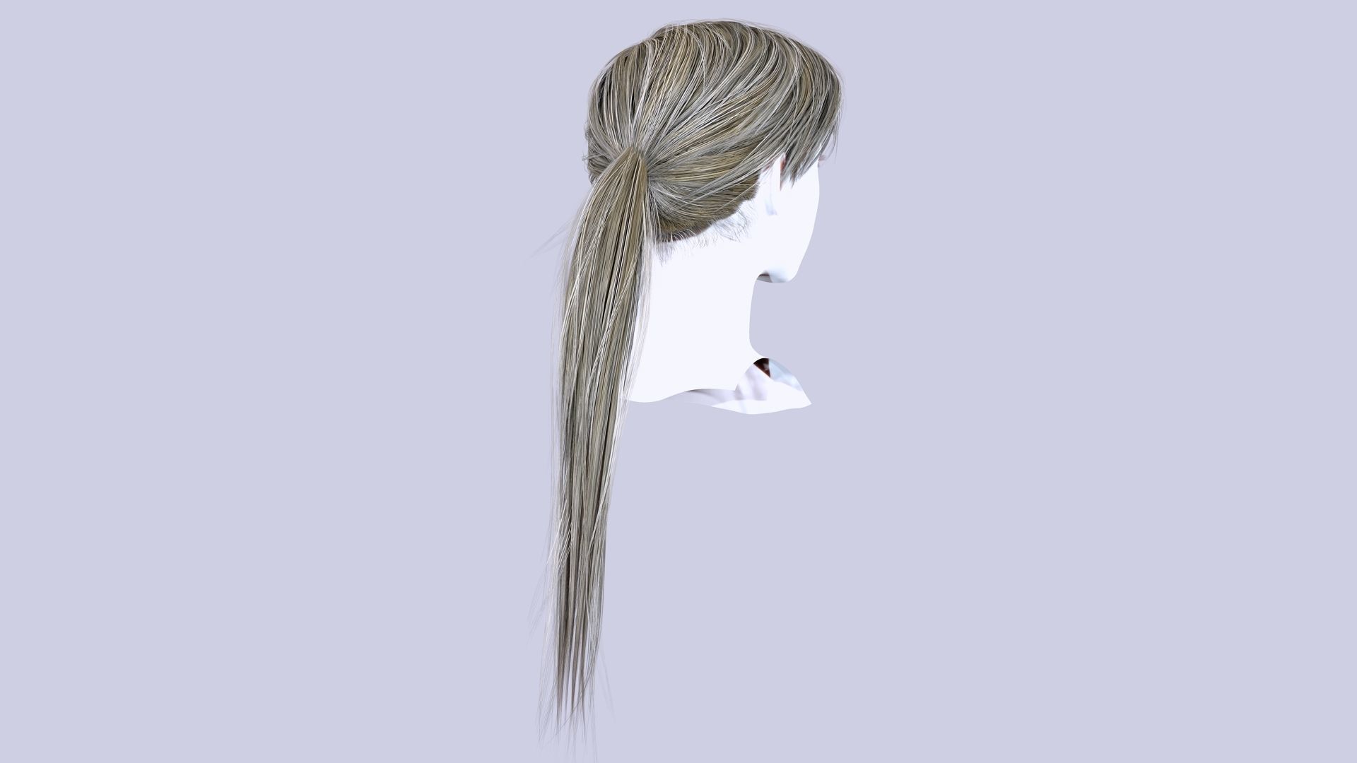 Examiner Ponytail Hair Low-Poly Low-poly 3D model_4