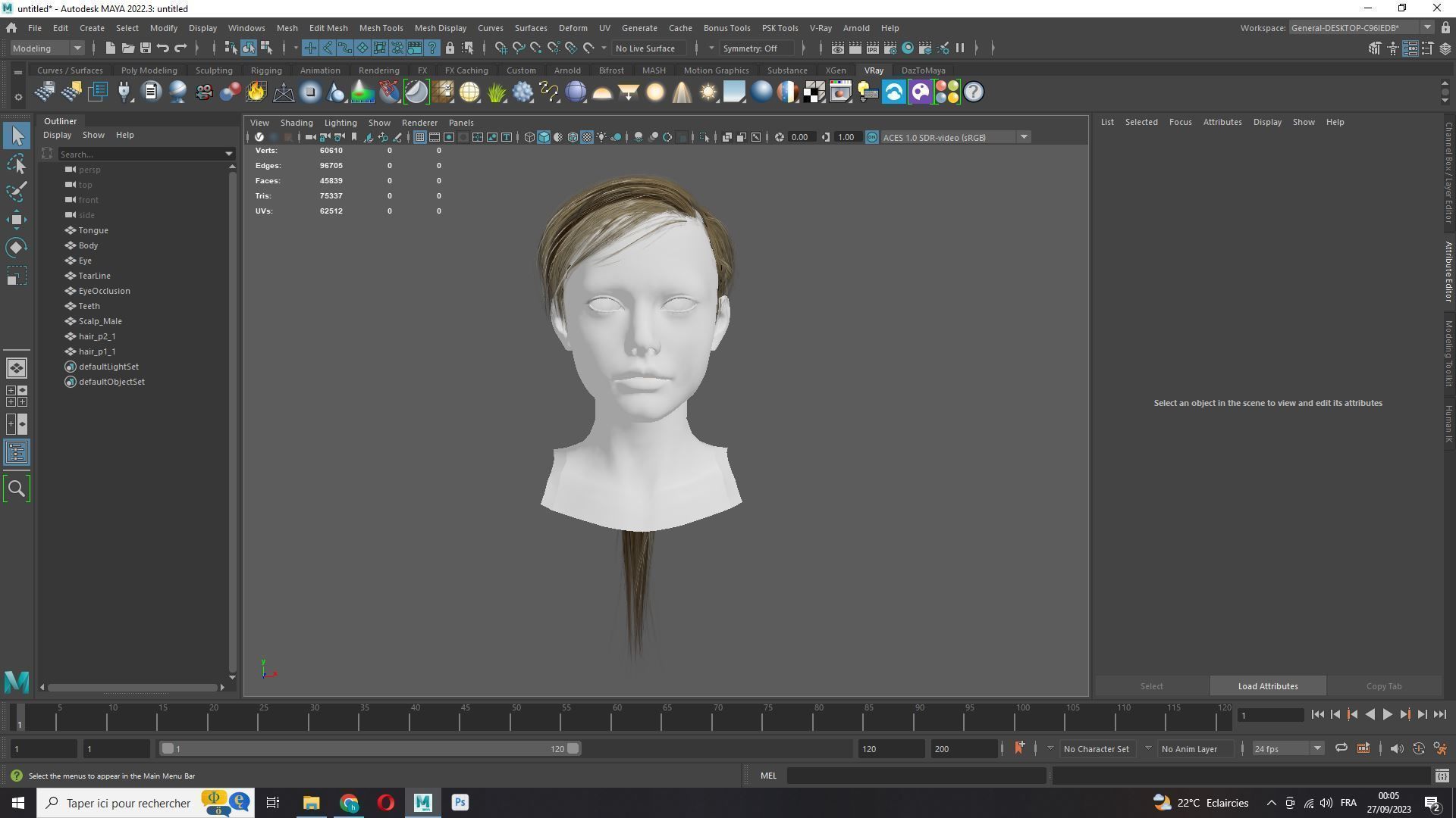 Examiner Ponytail Hair Low-Poly Low-poly 3D model_10