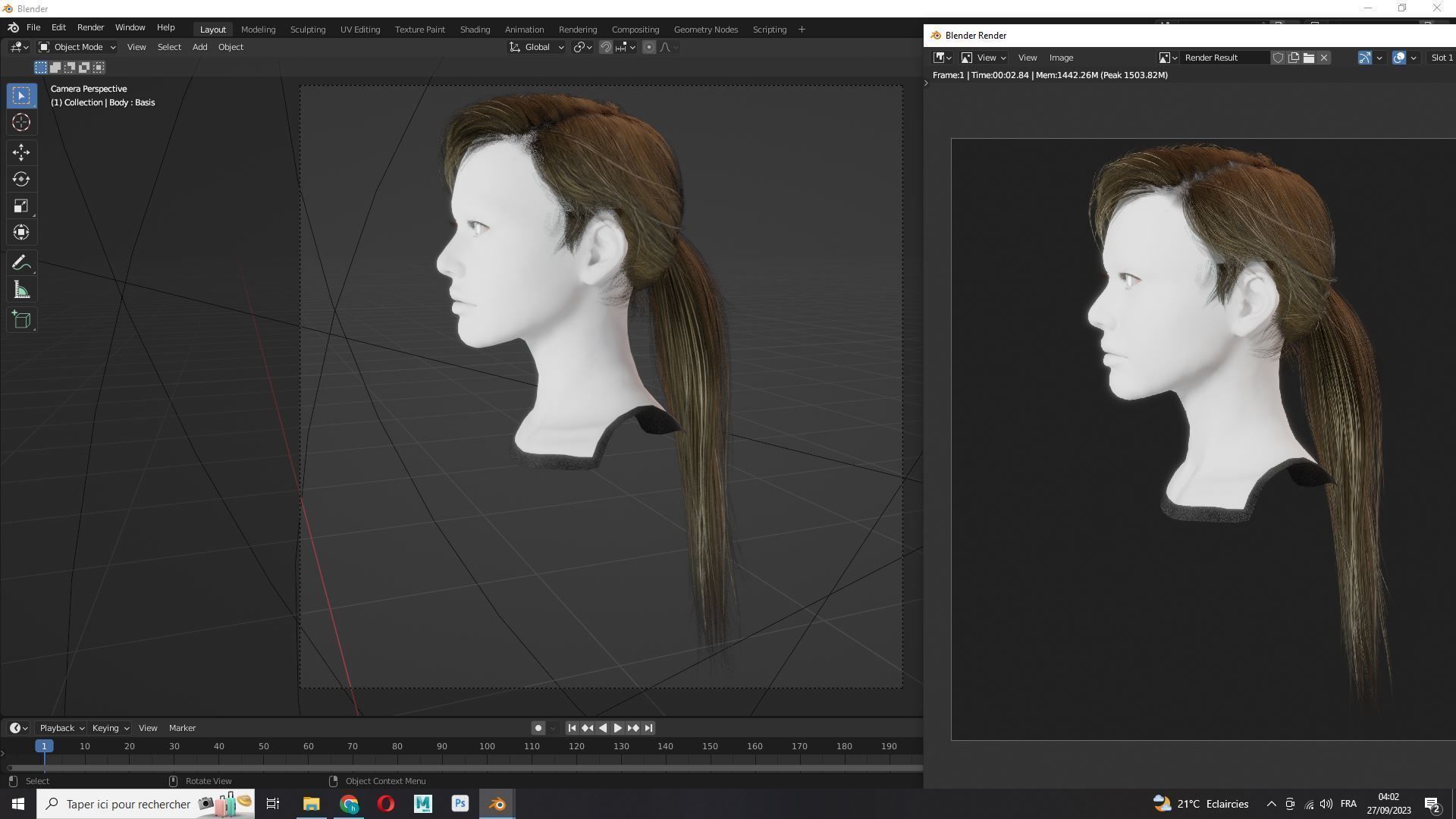 Examiner Ponytail Hair Low-Poly Low-poly 3D model_13