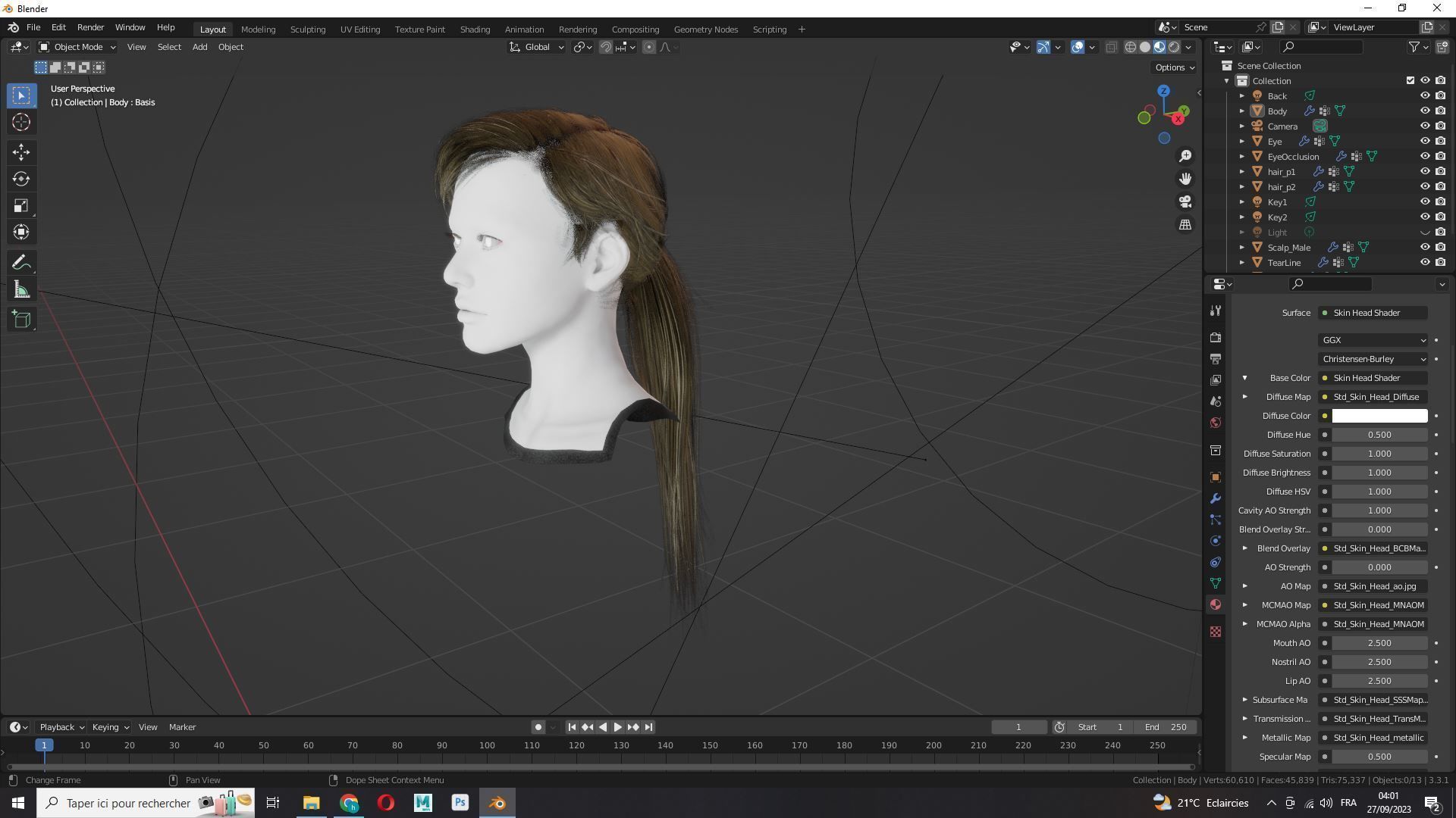 Examiner Ponytail Hair Low-Poly Low-poly 3D model_12