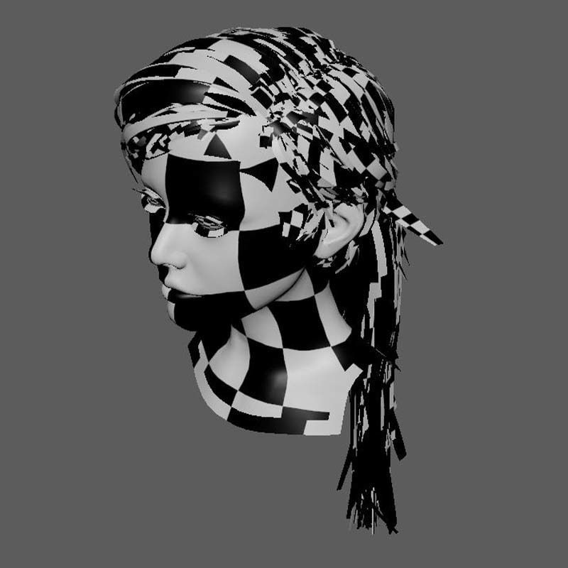 Examiner Ponytail Hair Low-Poly Low-poly 3D model_19