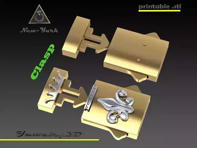 Printable jewelry clasp for bracelet 12mm STL