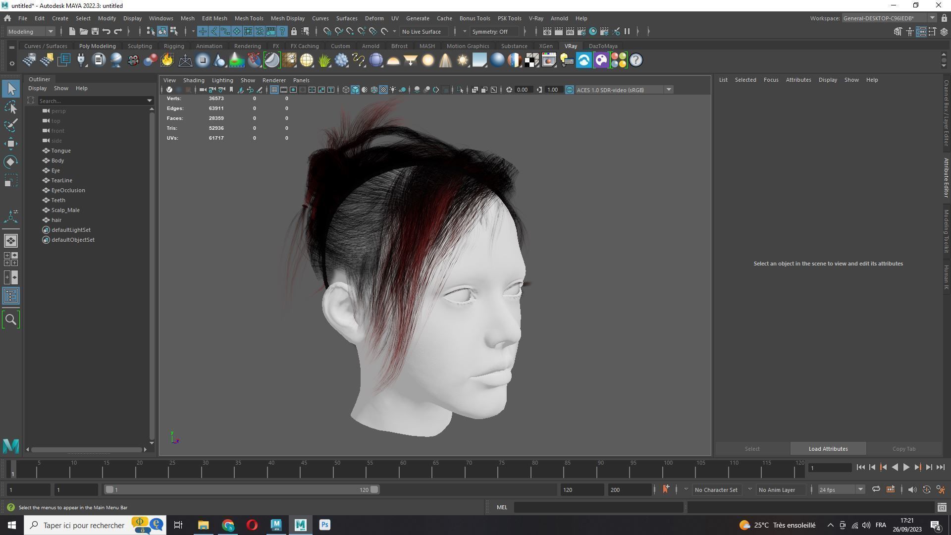 Realistic Female Hair - The Nineties Bun Low-poly 3D model_10