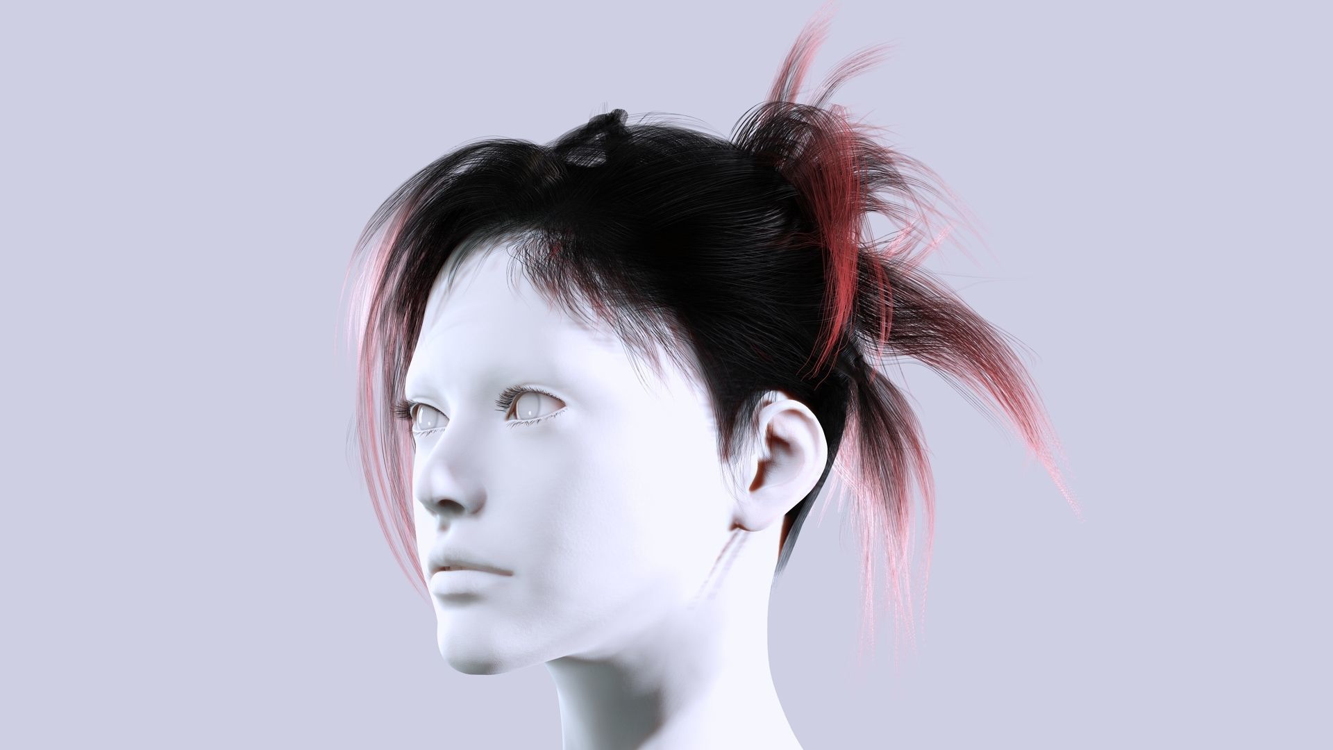 Realistic Female Hair - The Nineties Bun Low-poly 3D model_2