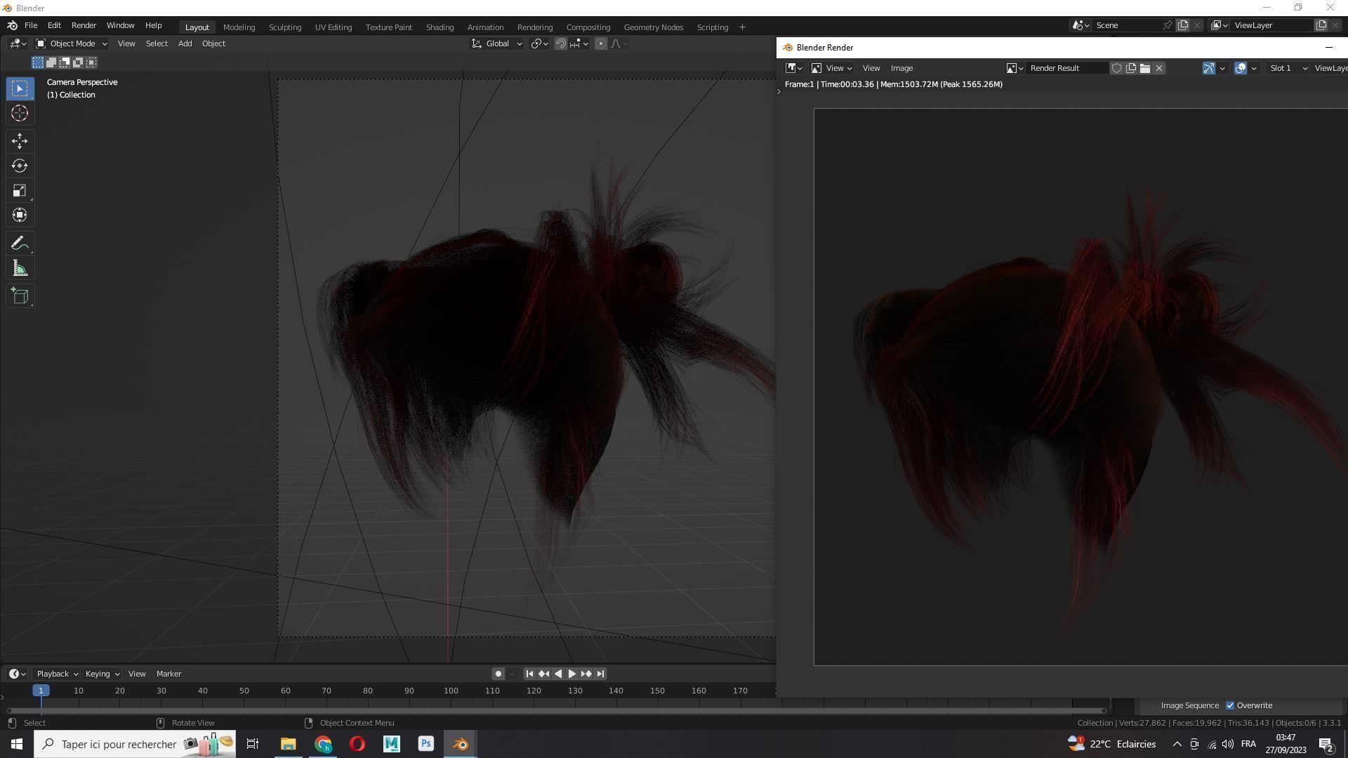 Realistic Female Hair - The Nineties Bun Low-poly 3D model_13