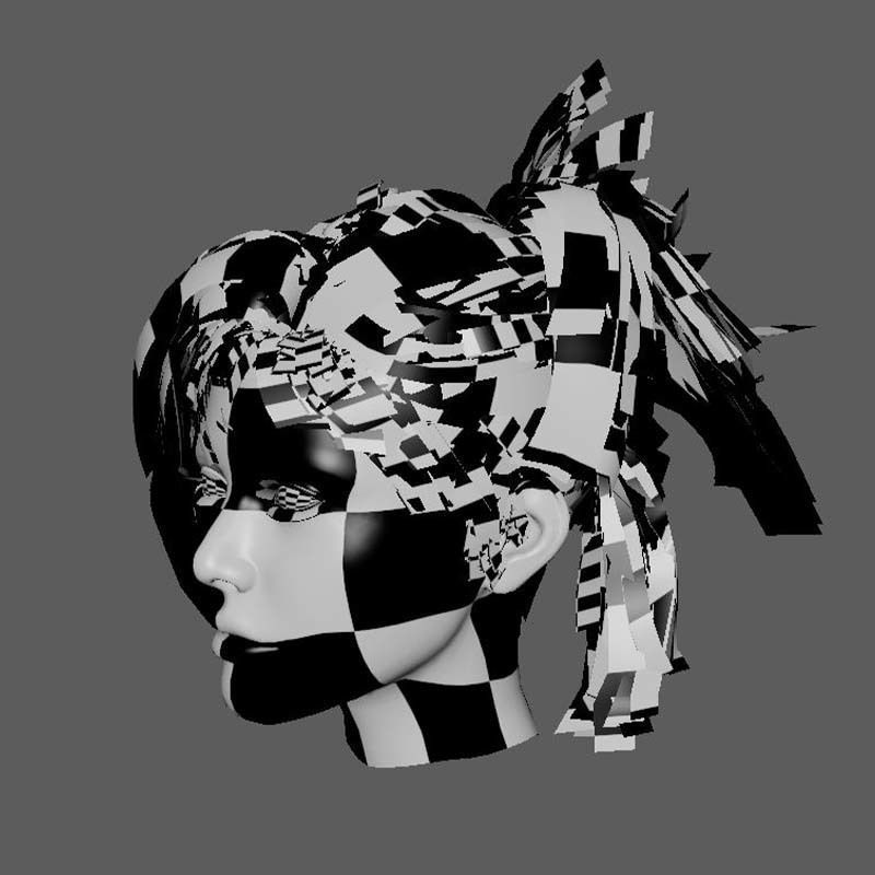 Realistic Female Hair - The Nineties Bun Low-poly 3D model_19