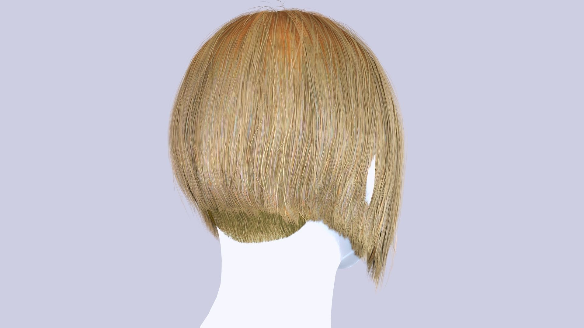 Female Milky Bob Hair Low-poly 3D model_4