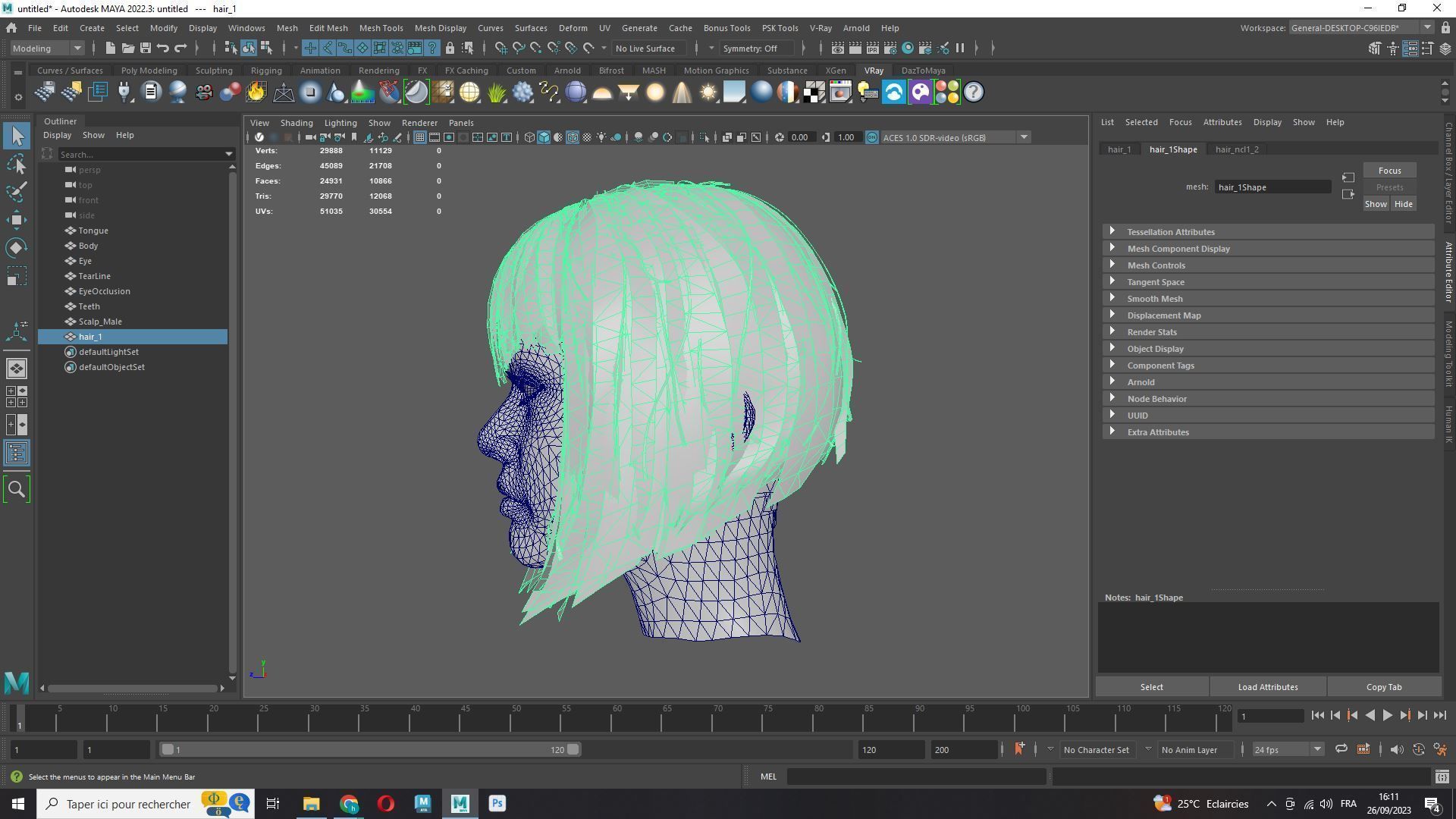 Female Milky Bob Hair Low-poly 3D model_9