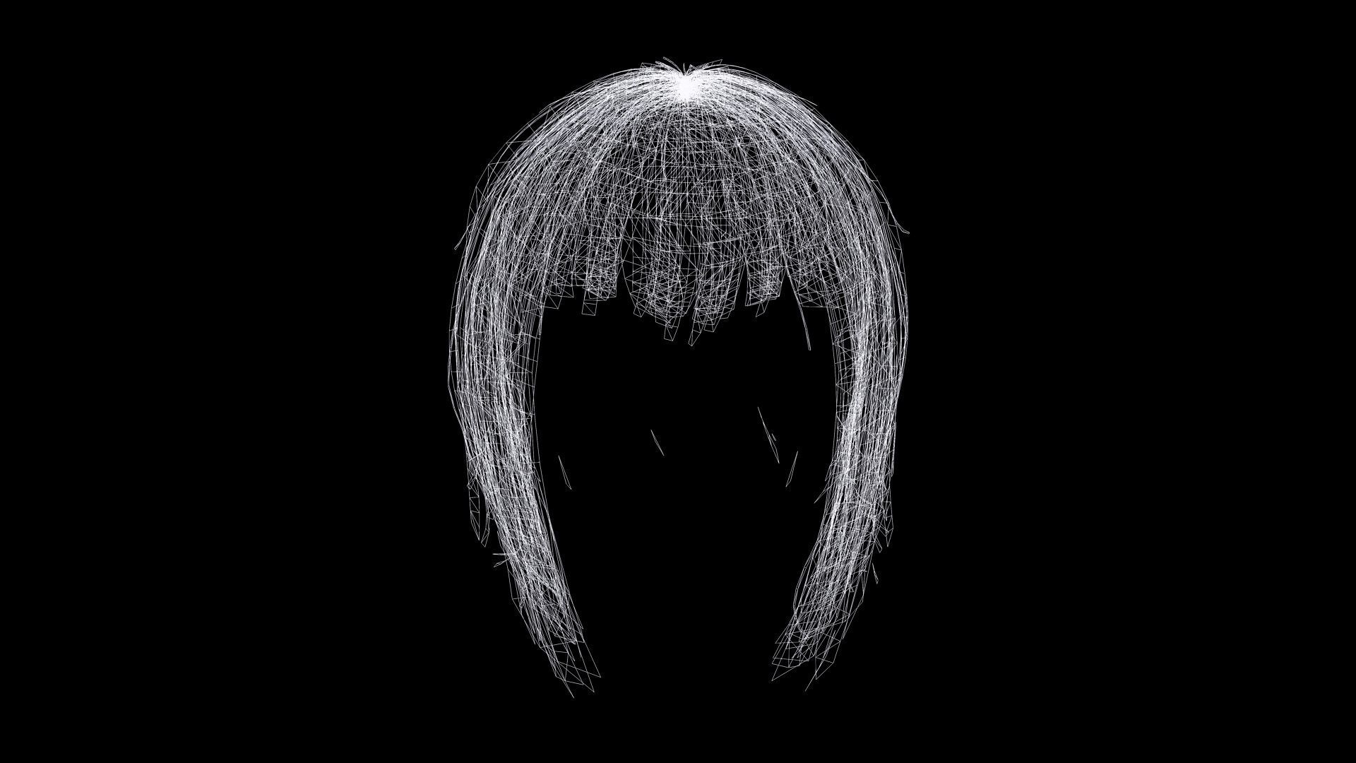 Female Milky Bob Hair Low-poly 3D model_7