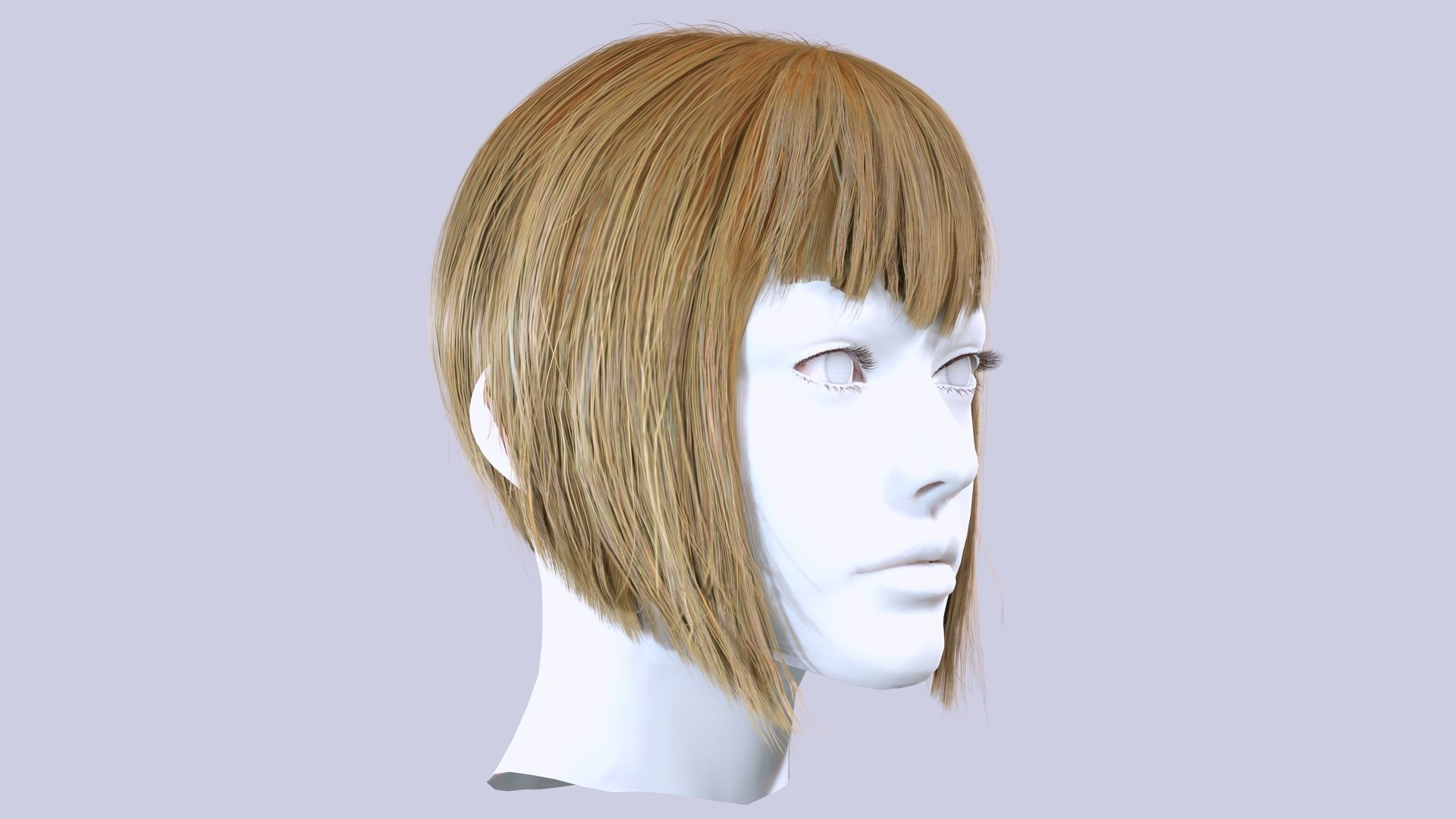 Female Milky Bob Hair Low-poly 3D model_6