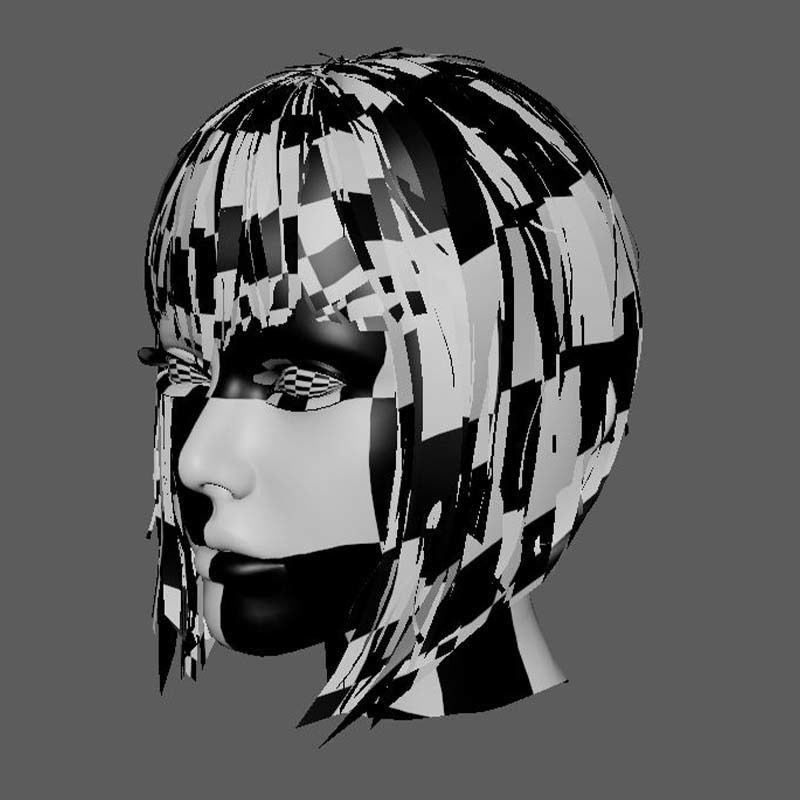 Female Milky Bob Hair Low-poly 3D model_19