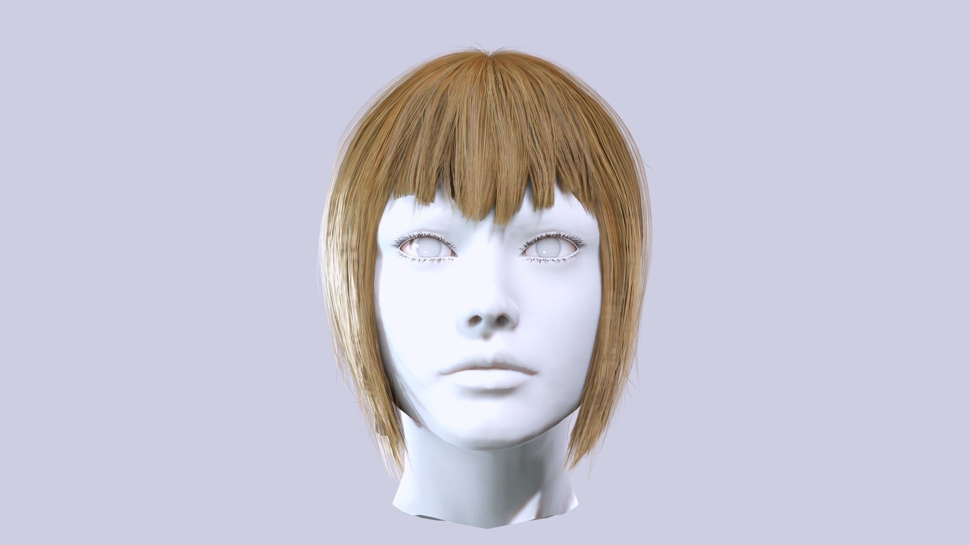 Female Milky Bob Hair Low-poly 3D model_1