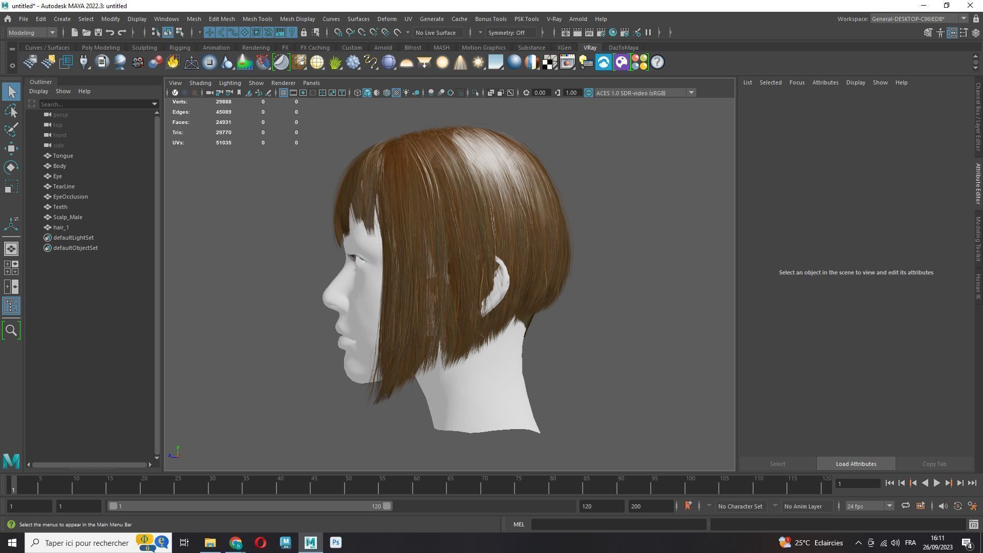Female Milky Bob Hair Low-poly 3D model_10
