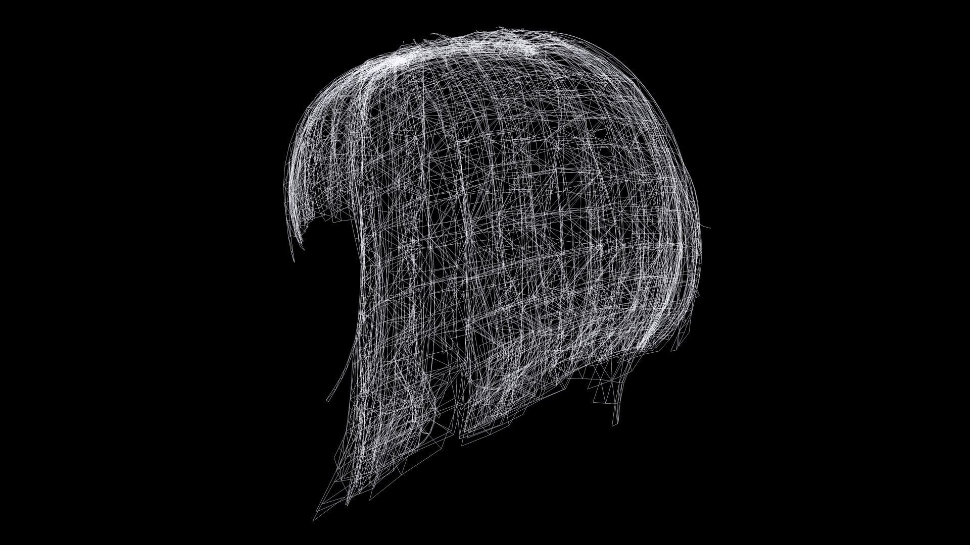 Female Milky Bob Hair Low-poly 3D model_8