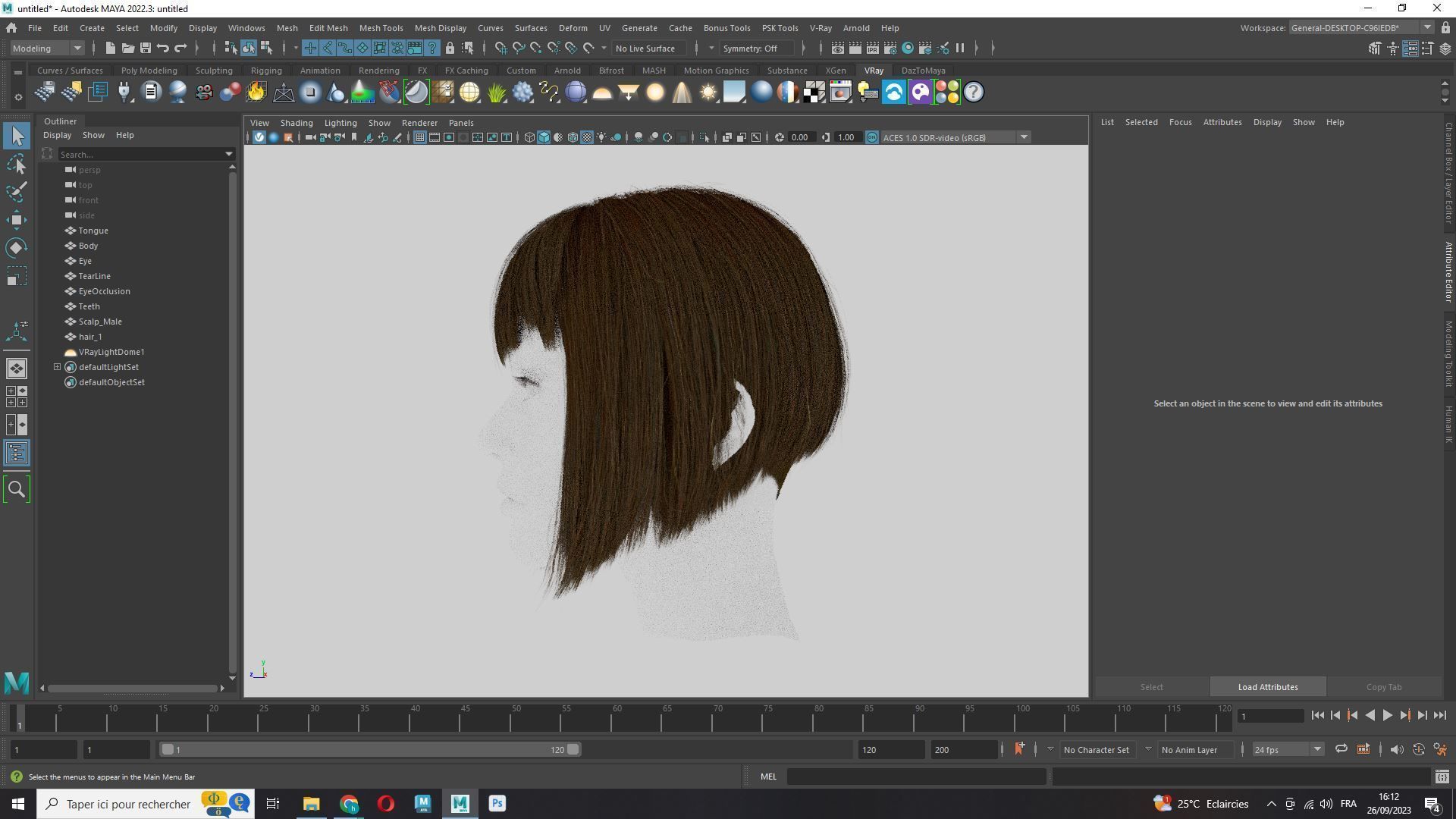 Female Milky Bob Hair Low-poly 3D model_11